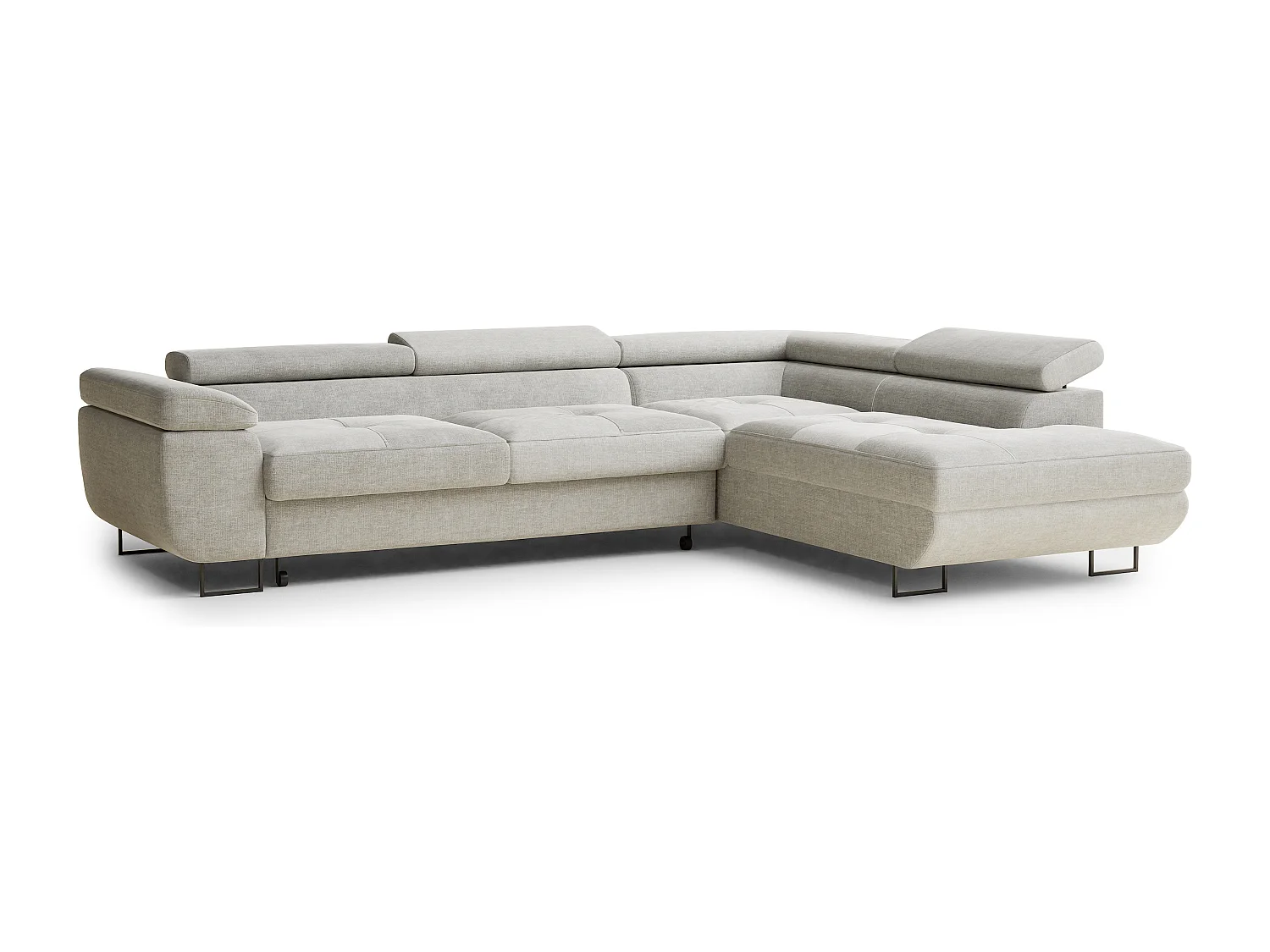 Canapé d'angle droit convertible en tissu chenille gris CONCORD