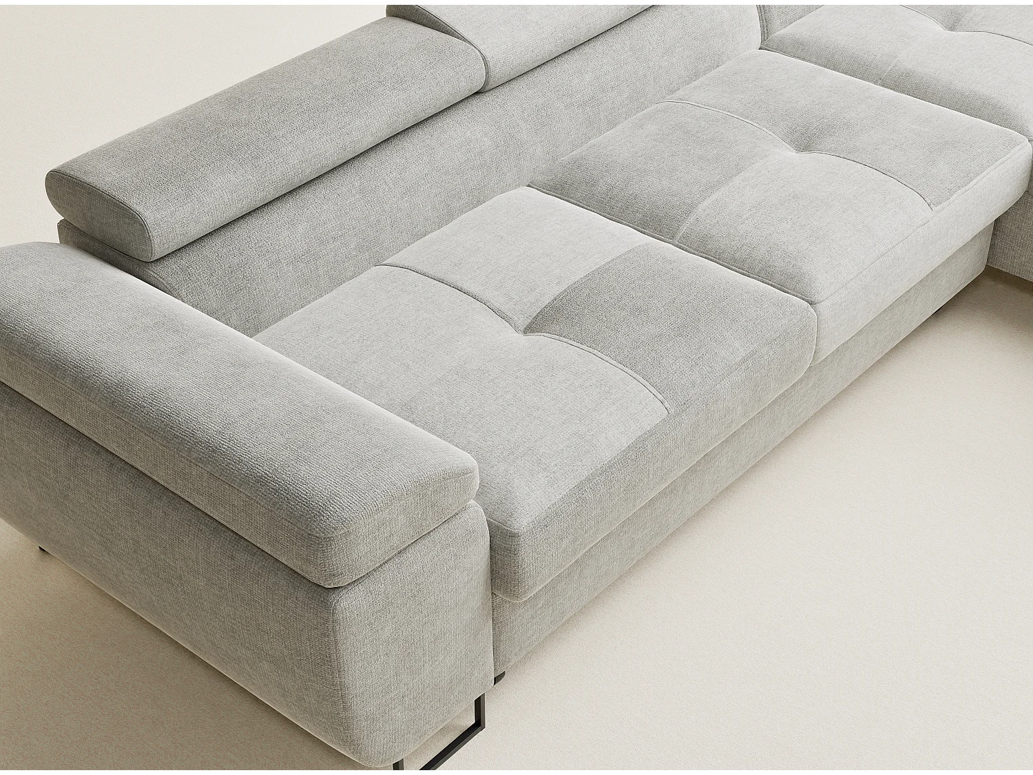 Canapé d'angle droit convertible en tissu chenille gris CONCORD