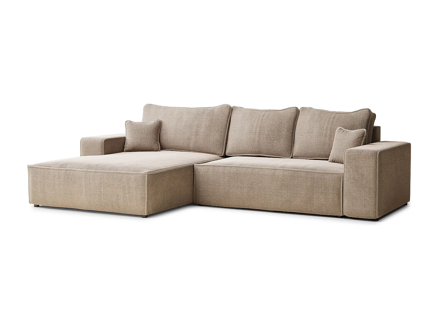 Canapé d'angle gauche convertible en tissu chenille beige MODO