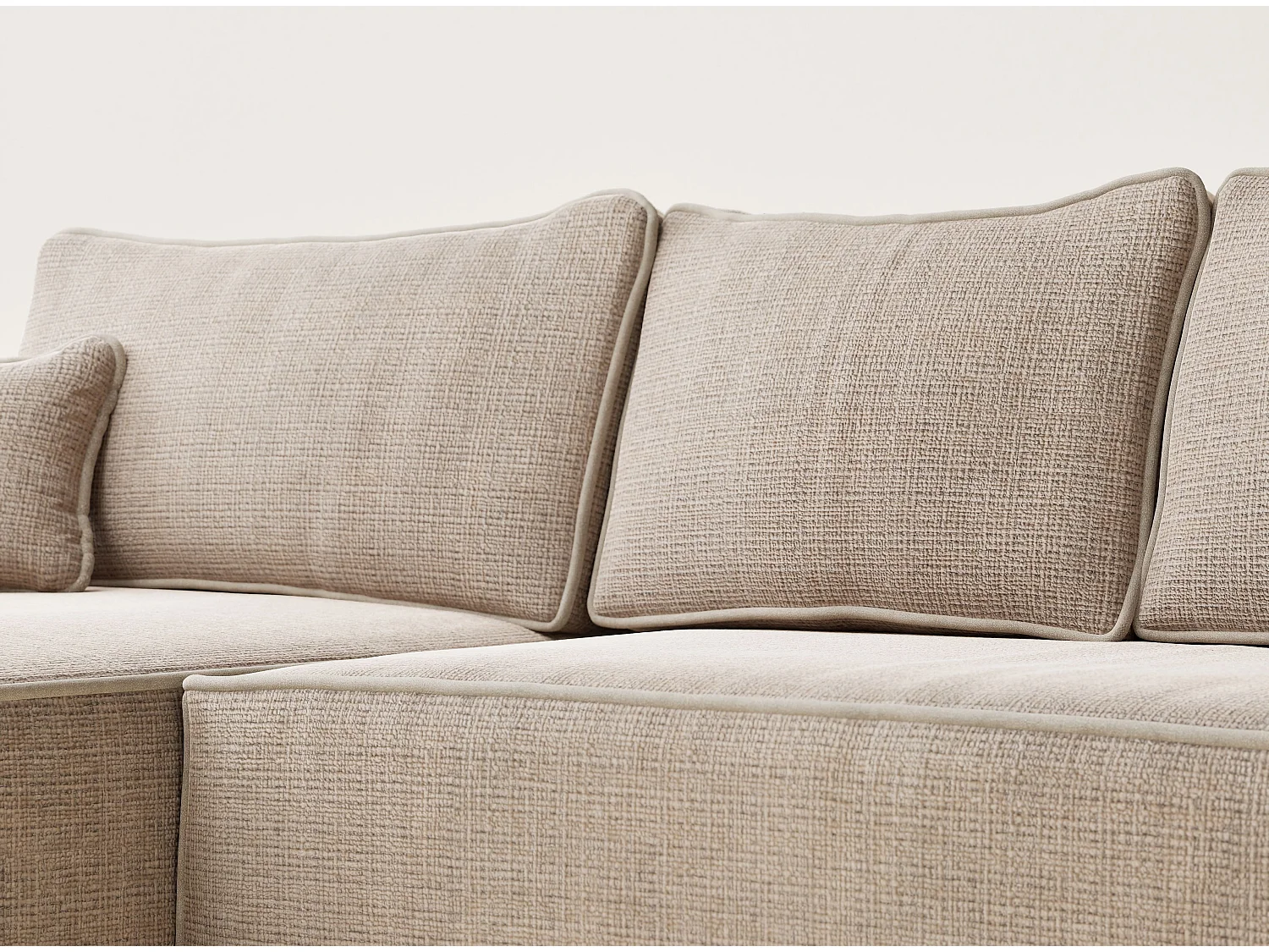 Canapé d'angle gauche convertible en tissu chenille beige MODO