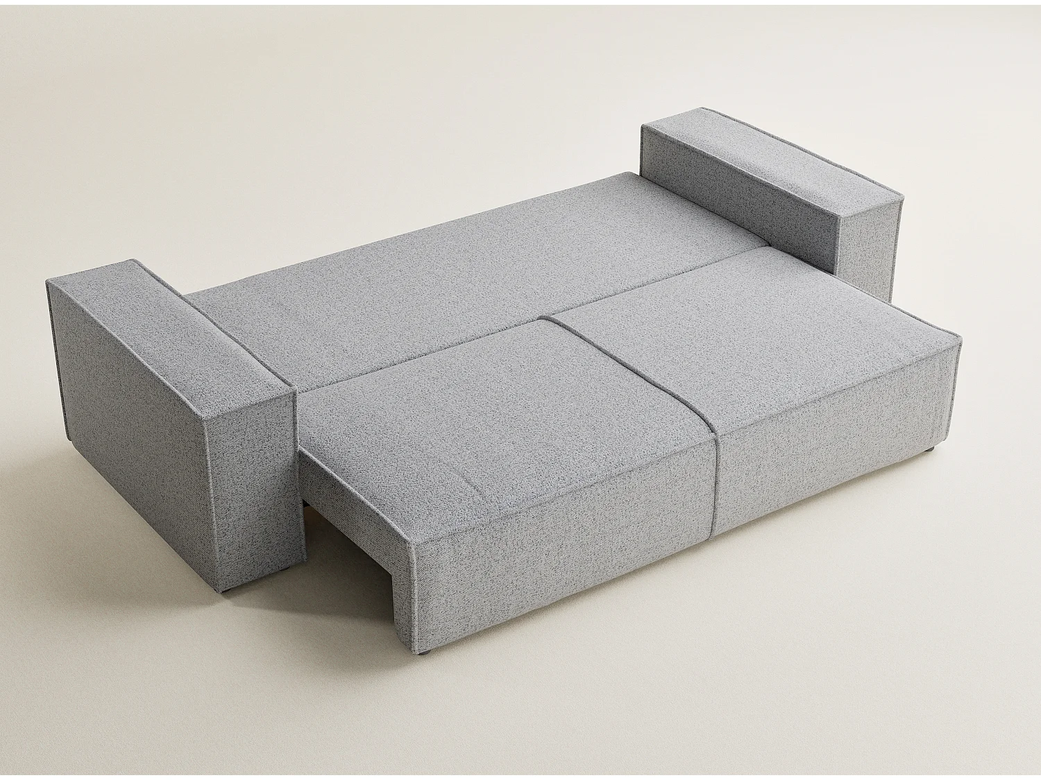 Canapé 3 places convertible en tissu tressé gris MILOS