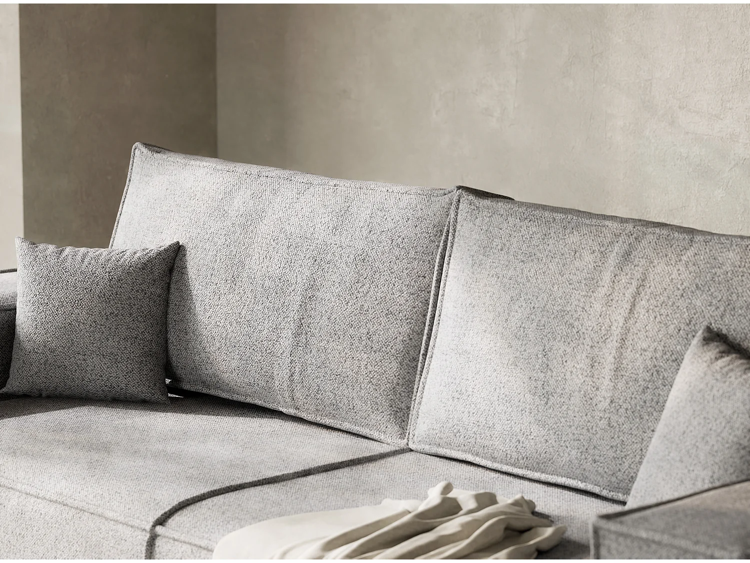 Canapé 3 places convertible en tissu tressé gris MILOS