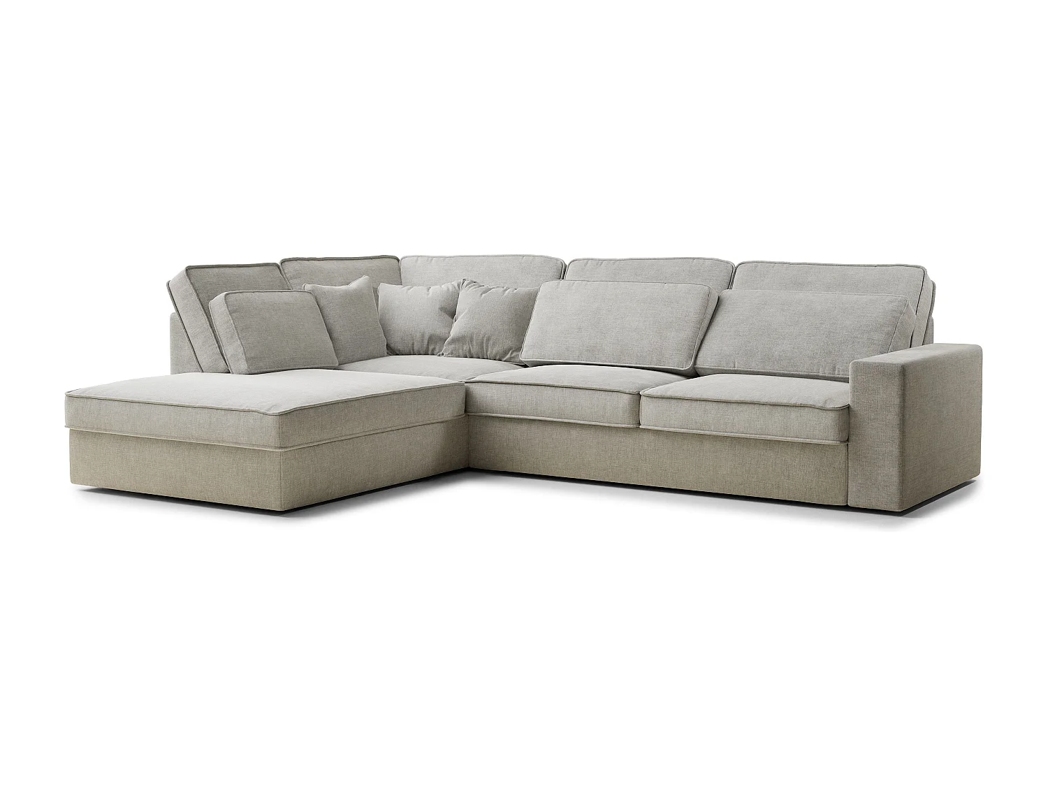 Canapé d'angle gauche 5 places en tissu chenille gris KIROU