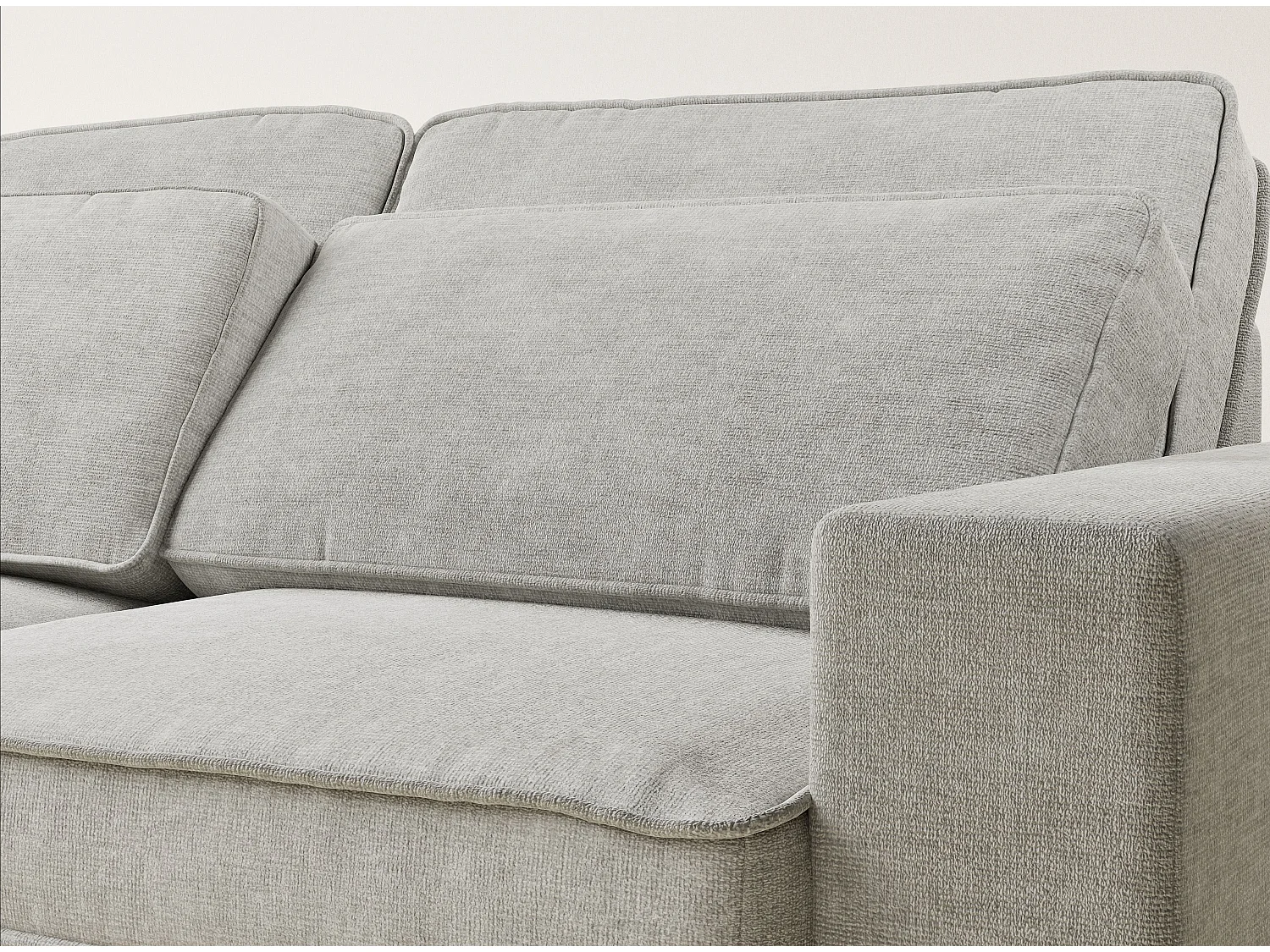 Canapé d'angle gauche 5 places en tissu chenille gris KIROU