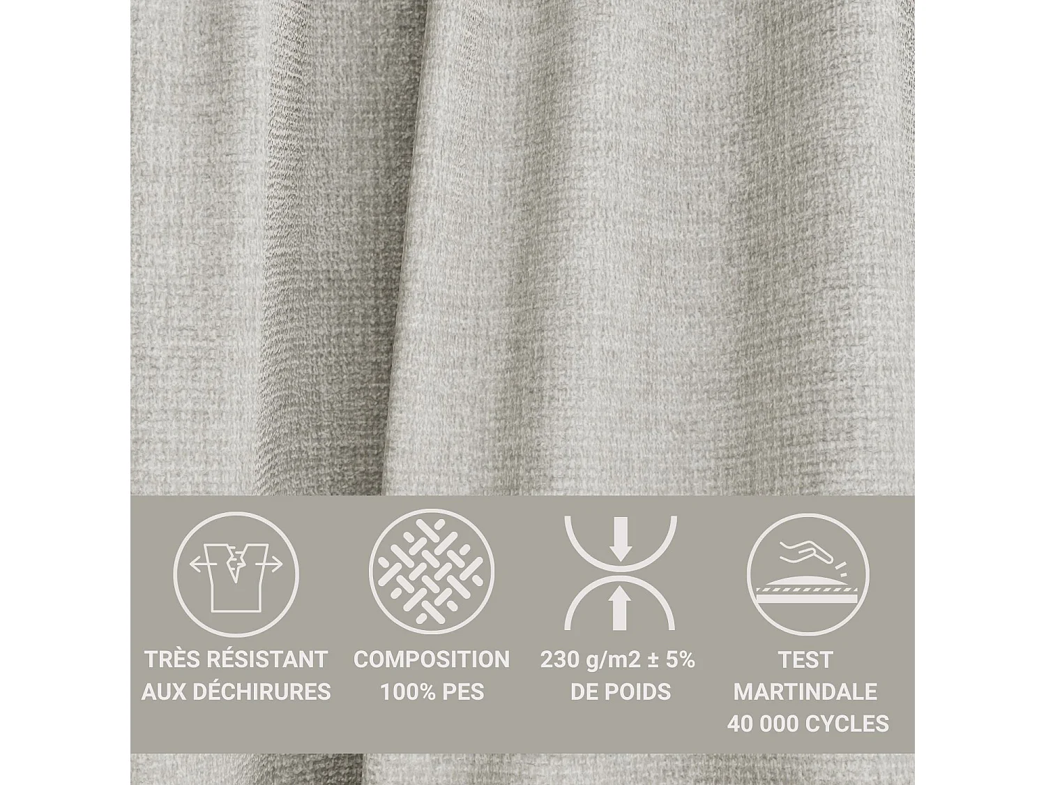 Canapé d'angle gauche 5 places en tissu chenille gris KIROU