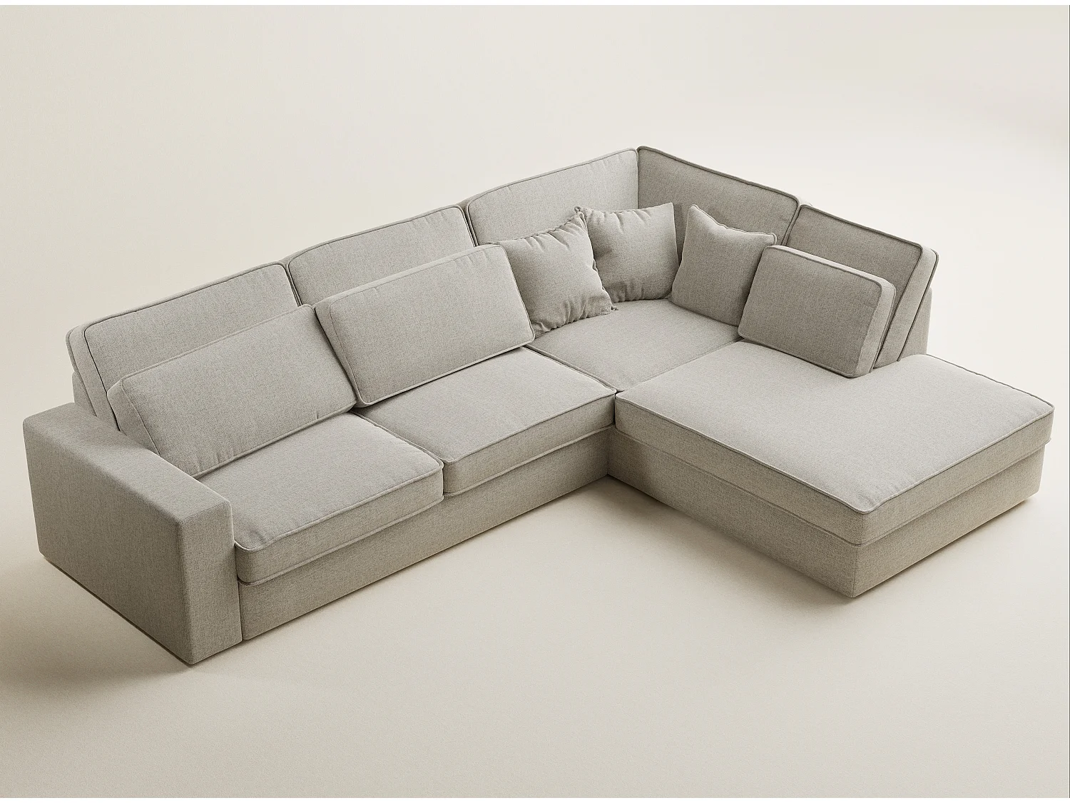 Hoekbank 5-zits met hoek rechts KIROU - geweven stof - beige