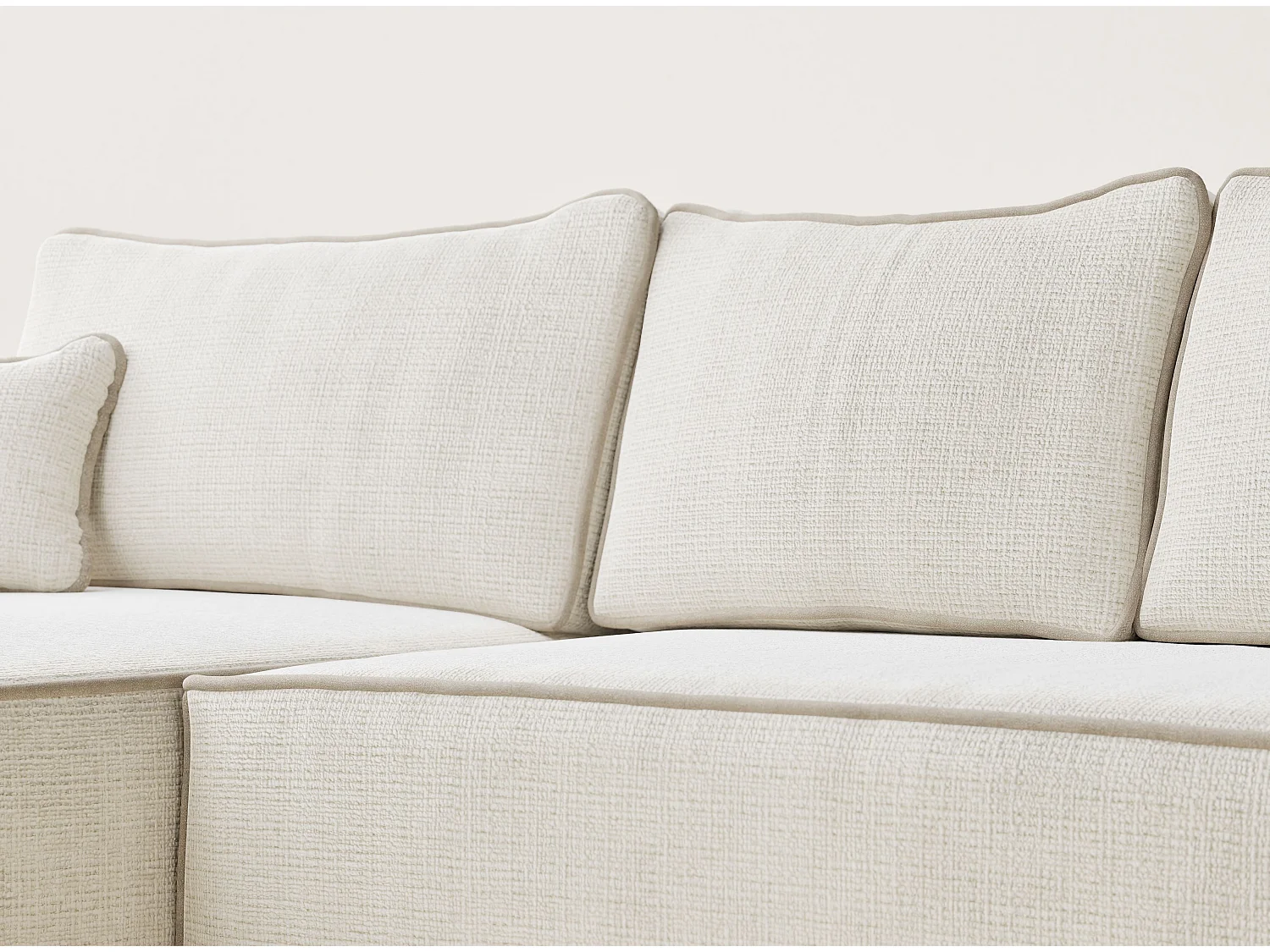 Canapé d'angle gauche convertible en tissu chenille ivoire-beige MODO