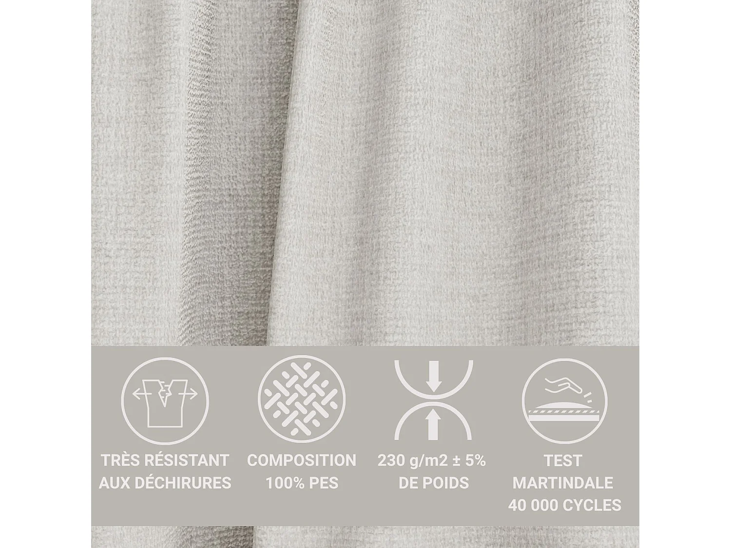 Canapé d'angle panoramique avec fonction lit en tissu chenille beige gris KYOTO