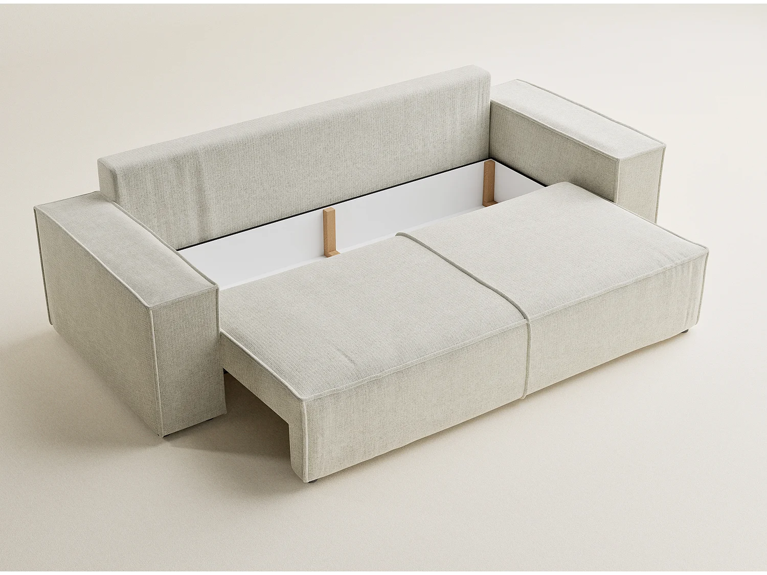 Canapé 3 places convertible en tissu chenille creme MILOS