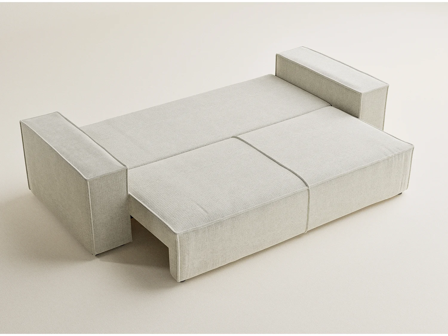 Canapé 3 places convertible en tissu chenille creme MILOS