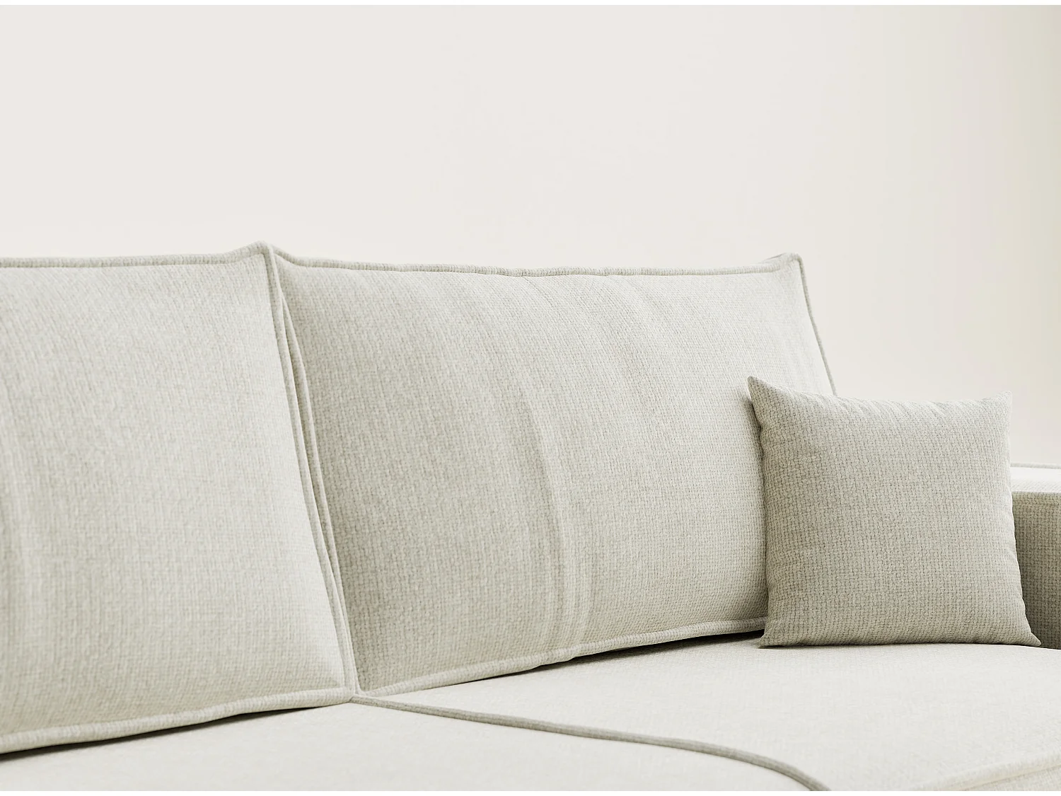 Canapé 3 places convertible en tissu chenille creme MILOS