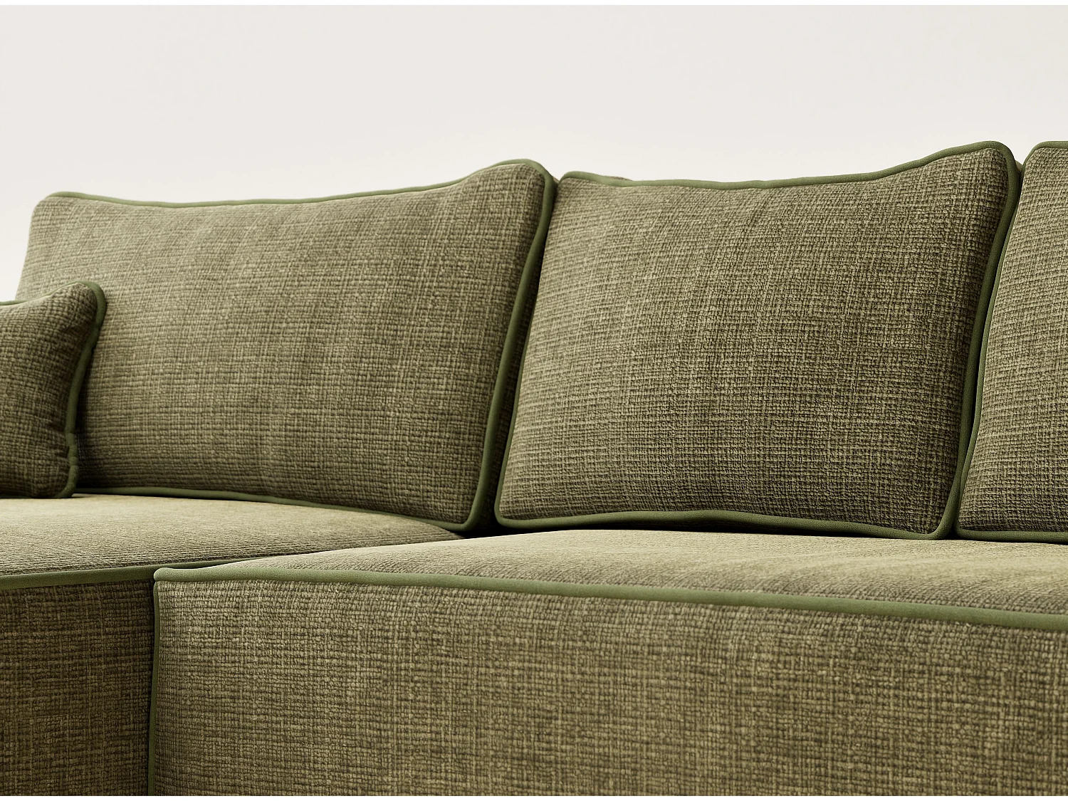 Canapé d'angle gauche convertible en tissu chenille vert olive MODO