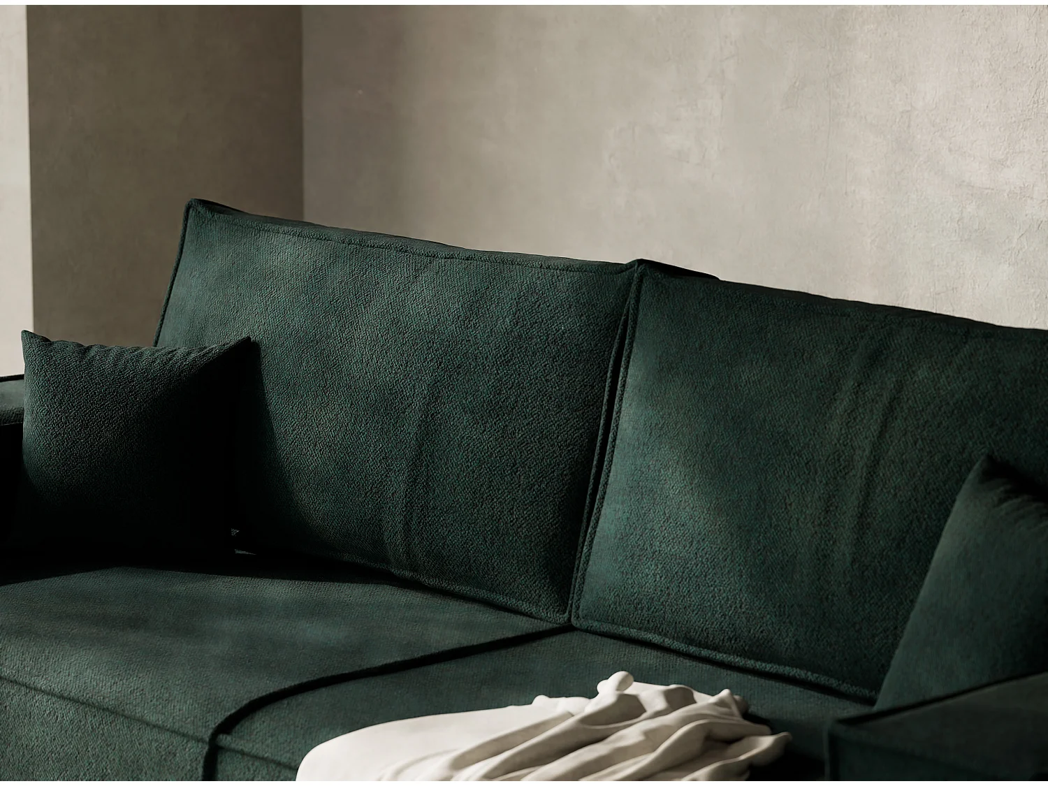 Canapé 3 places convertible en tissu tressé vert foncé MILOS