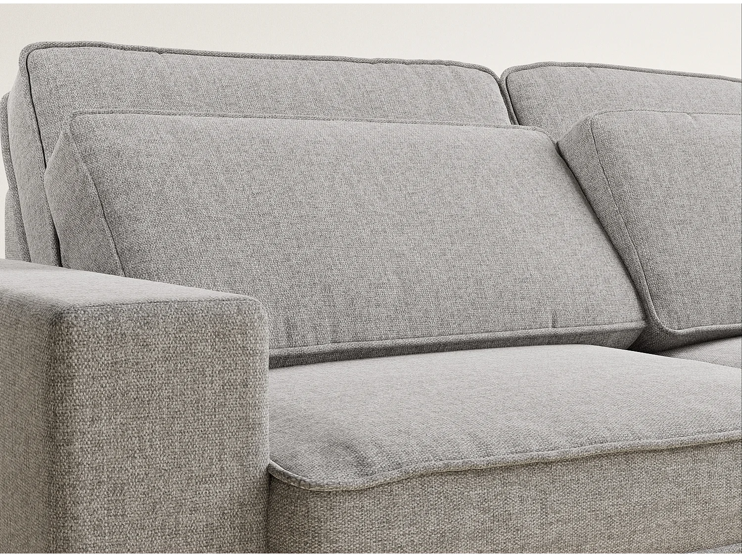 Canapé d'angle droit 5 places en tissu tressé beige gris KIROU