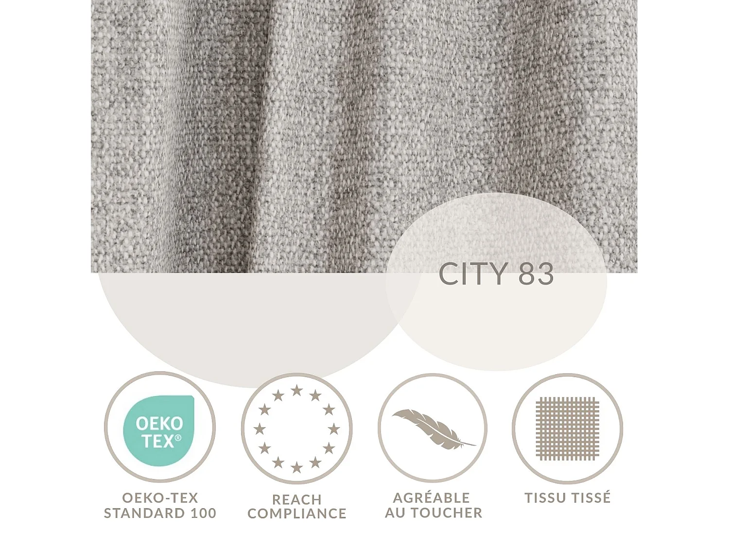 Canapé d'angle droit 5 places en tissu tressé beige gris KIROU