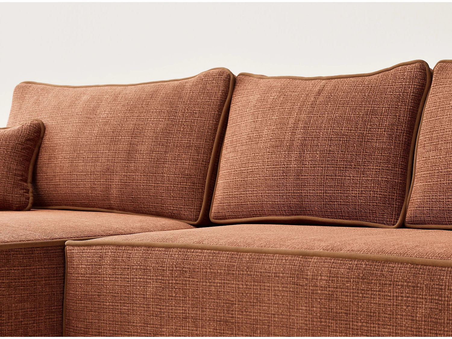 Canapé d'angle gauche convertible en tissu chenille cuivre MODO