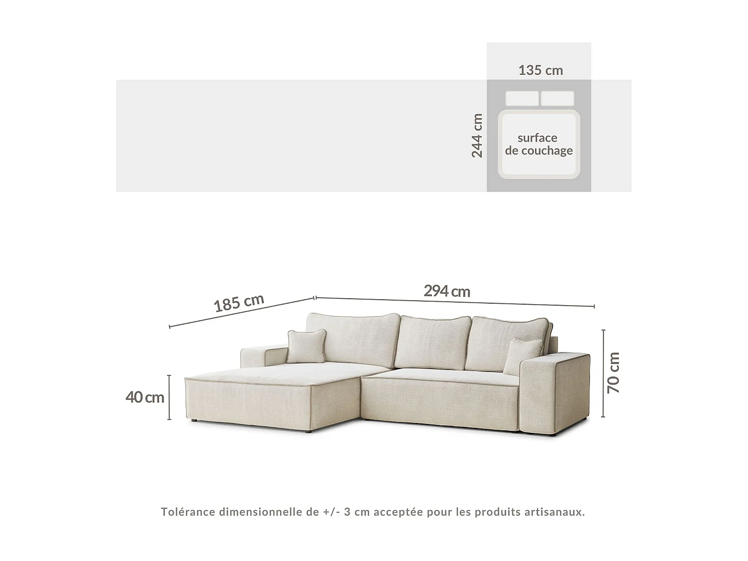 Canapé d'angle gauche convertible en tissu chenille cuivre MODO