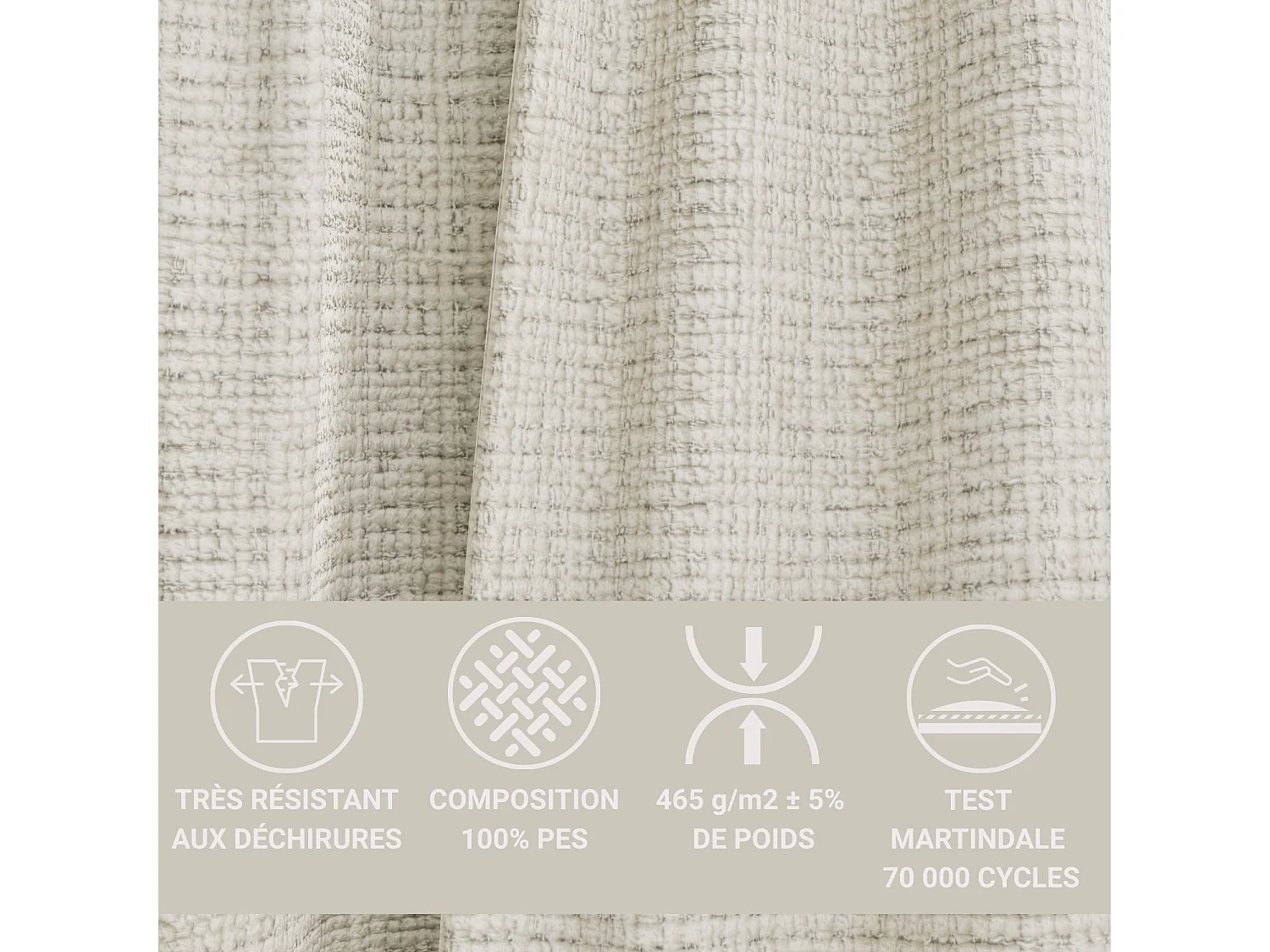 Canapé d'angle panoramique avec fonction lit en tissu chenille beige gris KYOTO