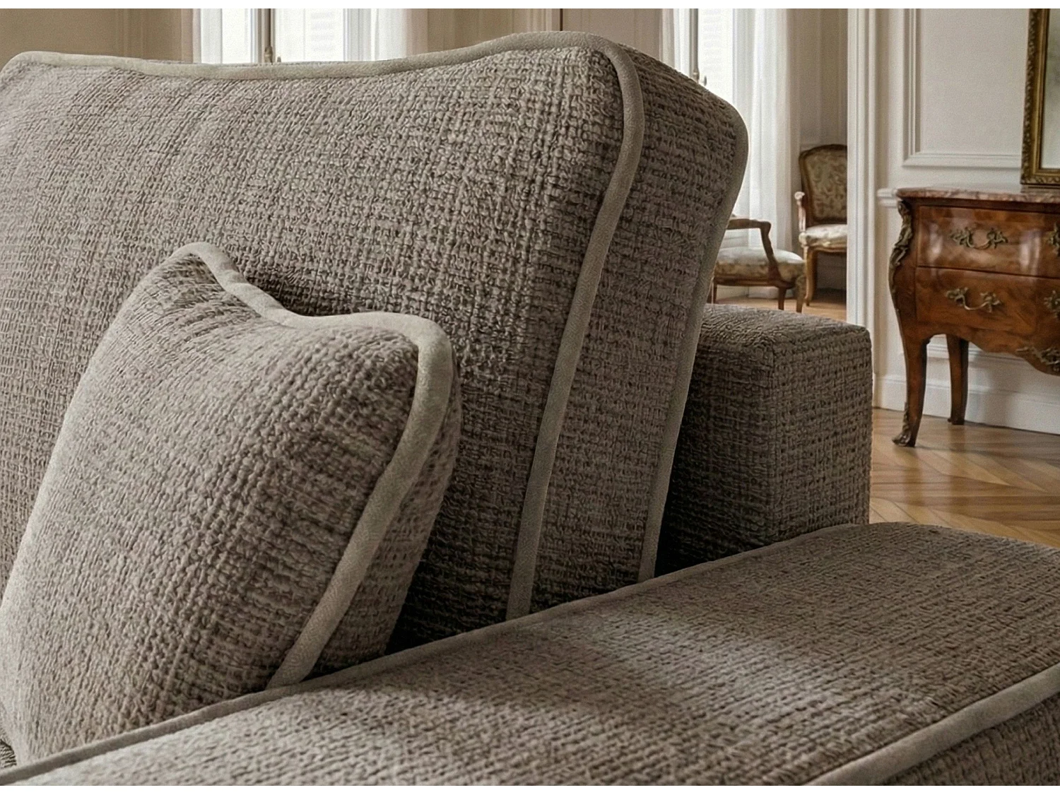 Canapé d'angle gauche convertible en tissu chenille brun MODO