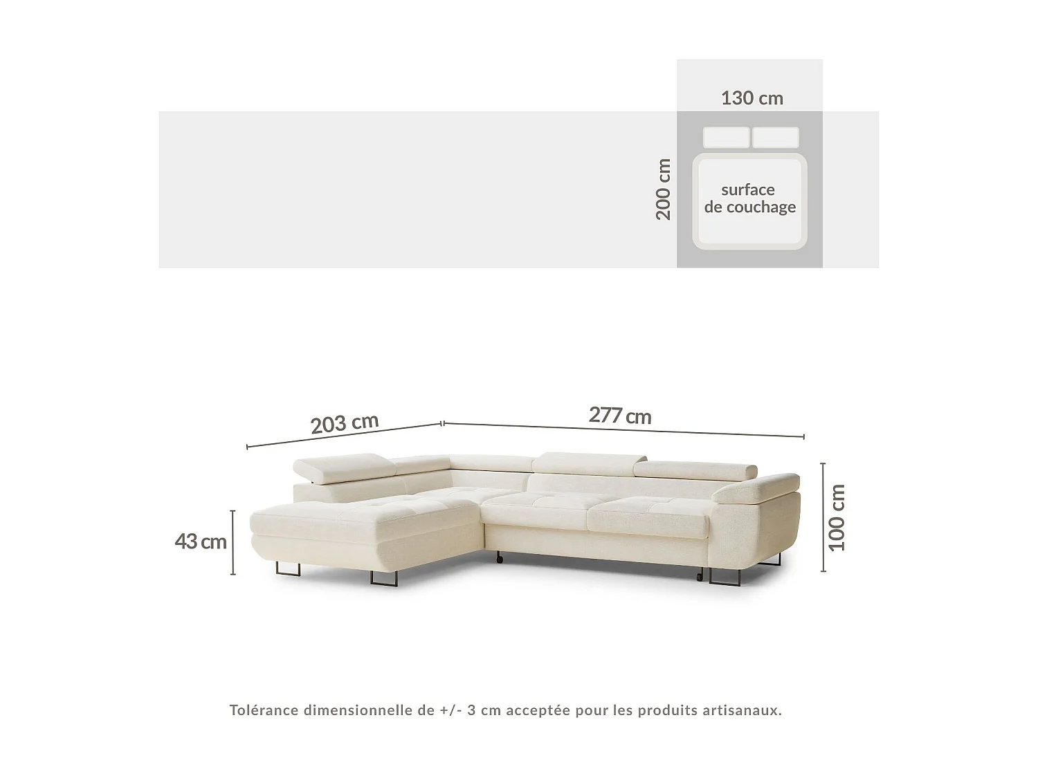 Canapé d'angle gauche convertible en tissu chenille brun CONCORD