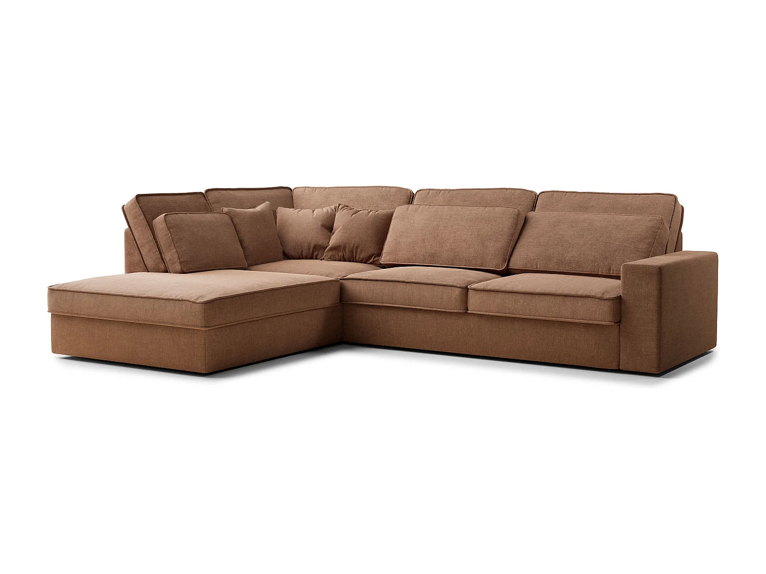 Canapé d'angle gauche 5 places en tissu chenille bronze KIROU