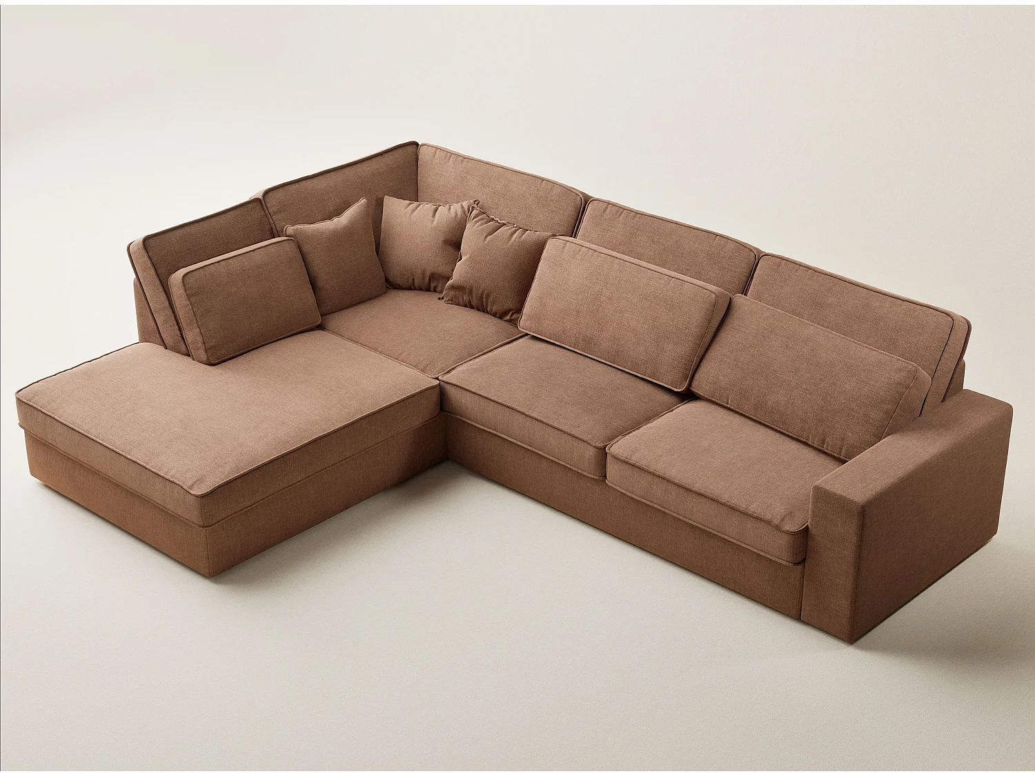 Canapé d'angle gauche 5 places en tissu chenille bronze KIROU