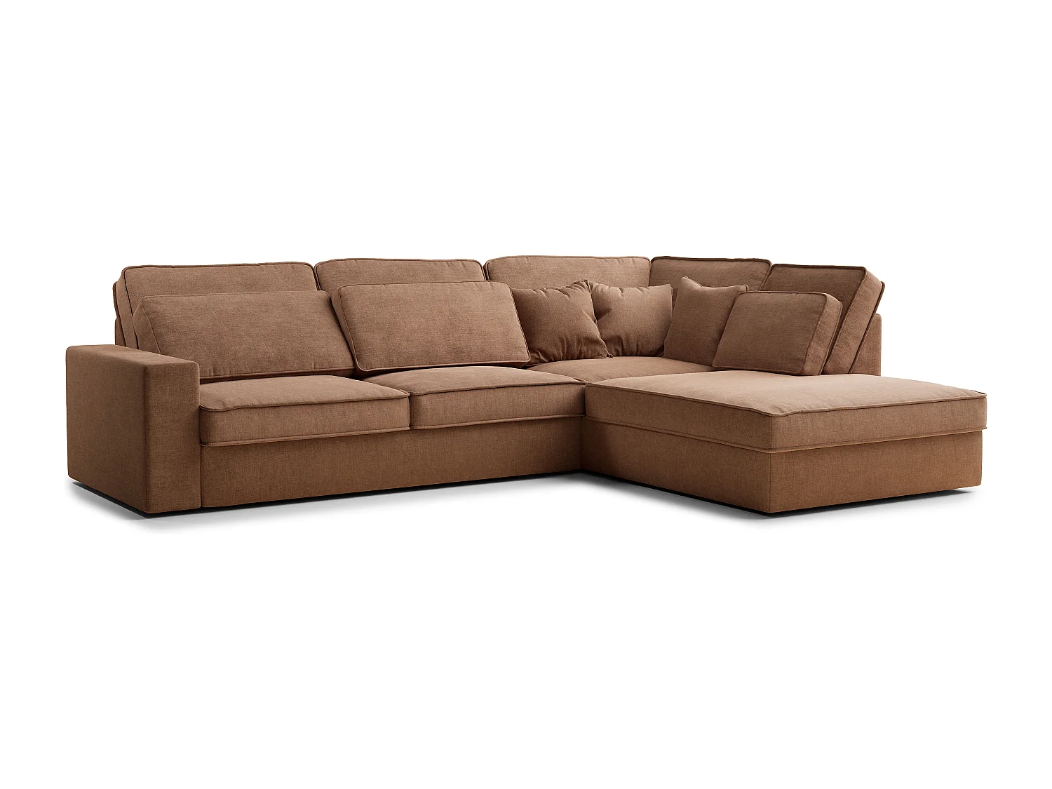 Canapé d'angle droit 5 places en tissu chenille bronze KIROU