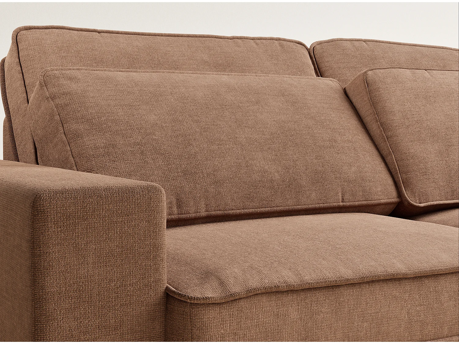 Canapé d'angle droit 5 places en tissu chenille bronze KIROU