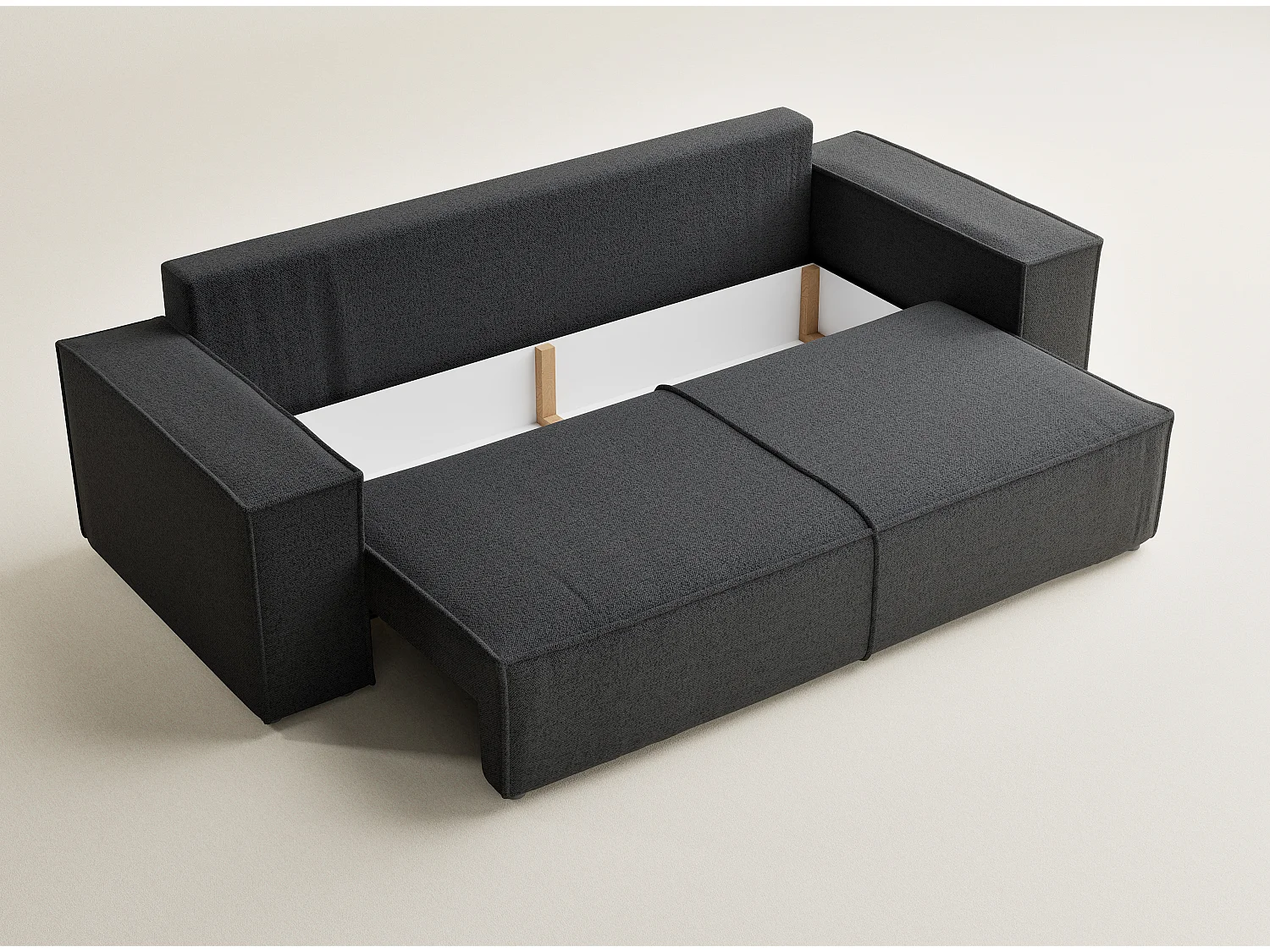 Canapé 3 places convertible en tissu tressé graphite MILOS