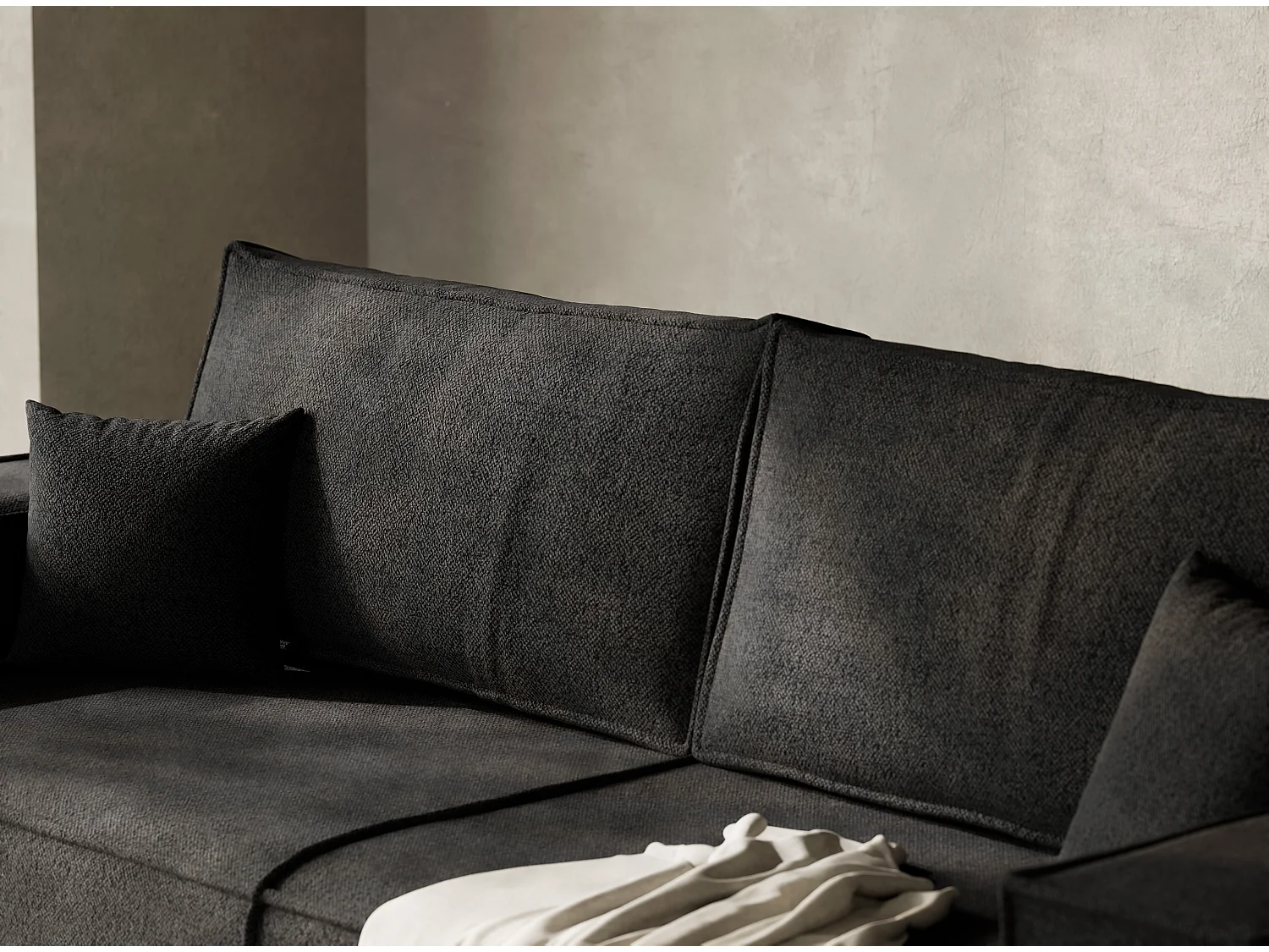 Canapé 3 places convertible en tissu tressé graphite MILOS