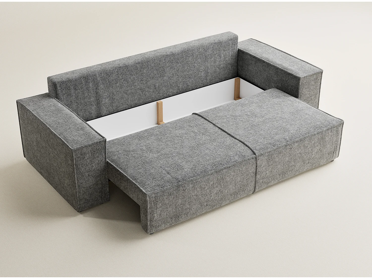 Canapé 3 places convertible en tissu chenille gris MILOS
