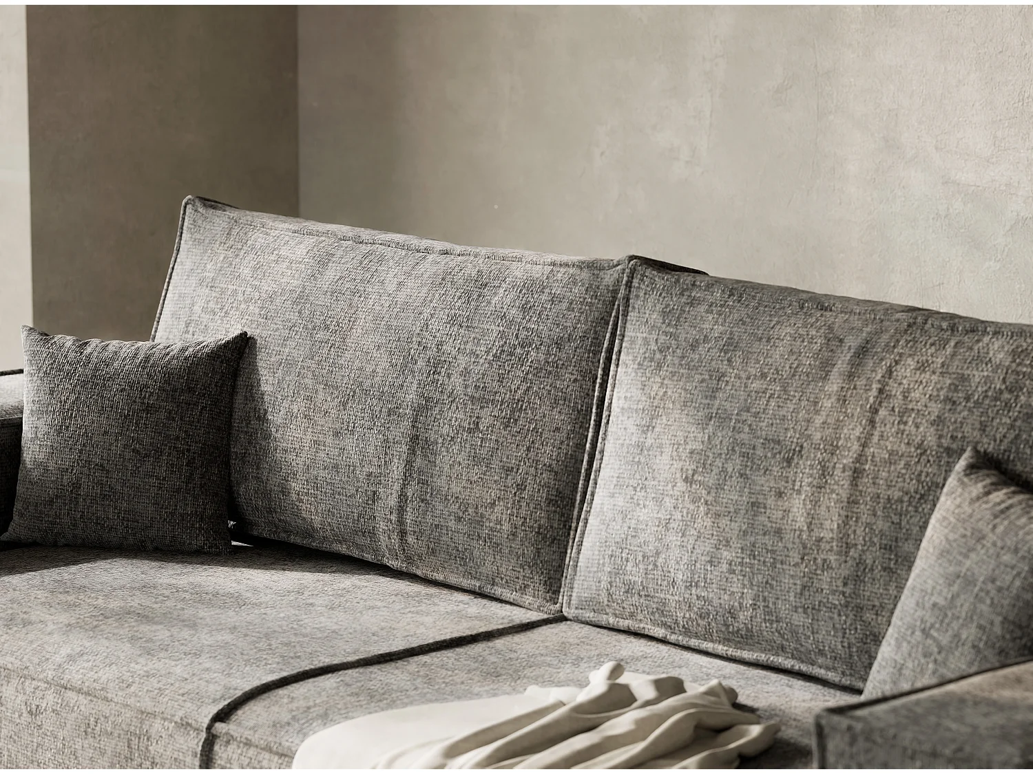 Canapé 3 places convertible en tissu chenille gris MILOS