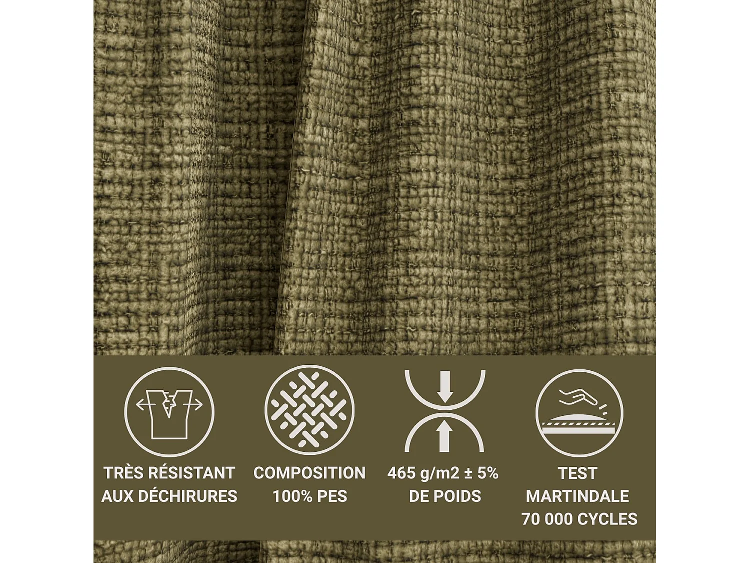 Canapé d'angle droit convertible en tissu chenille vert olive MODO