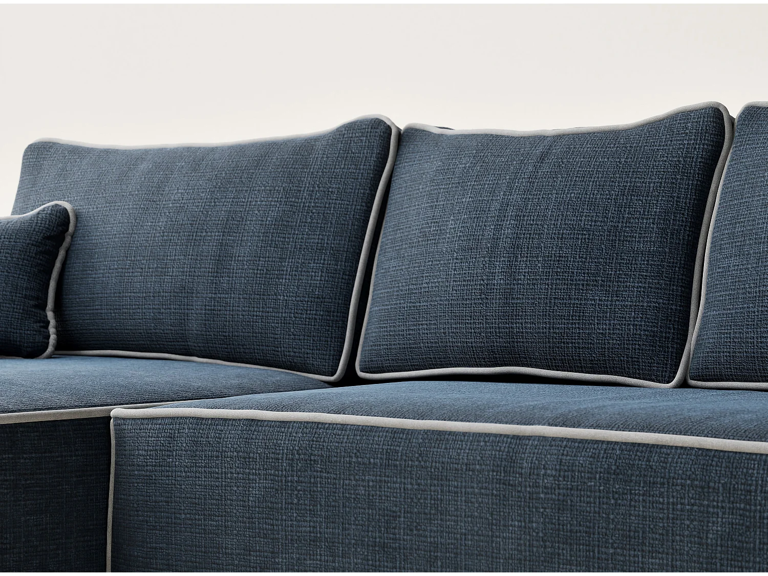 Canapé d'angle gauche convertible en tissu chenille bleu foncé-gris MODO