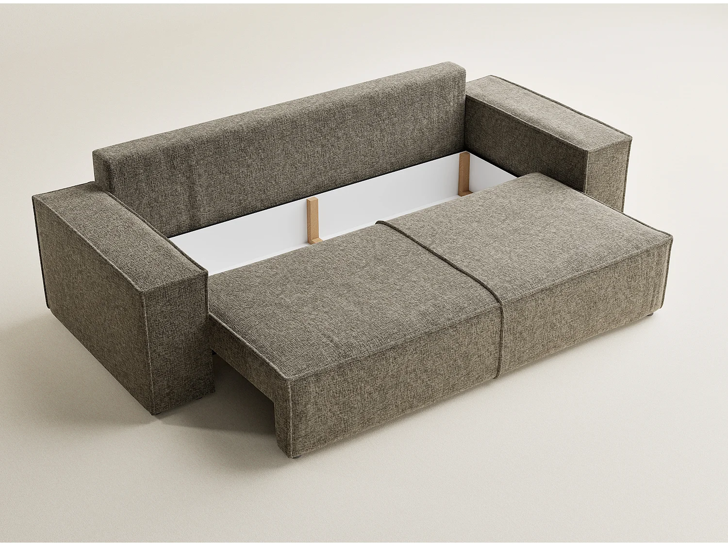 Canapé 3 places convertible en tissu chenille brun MILOS