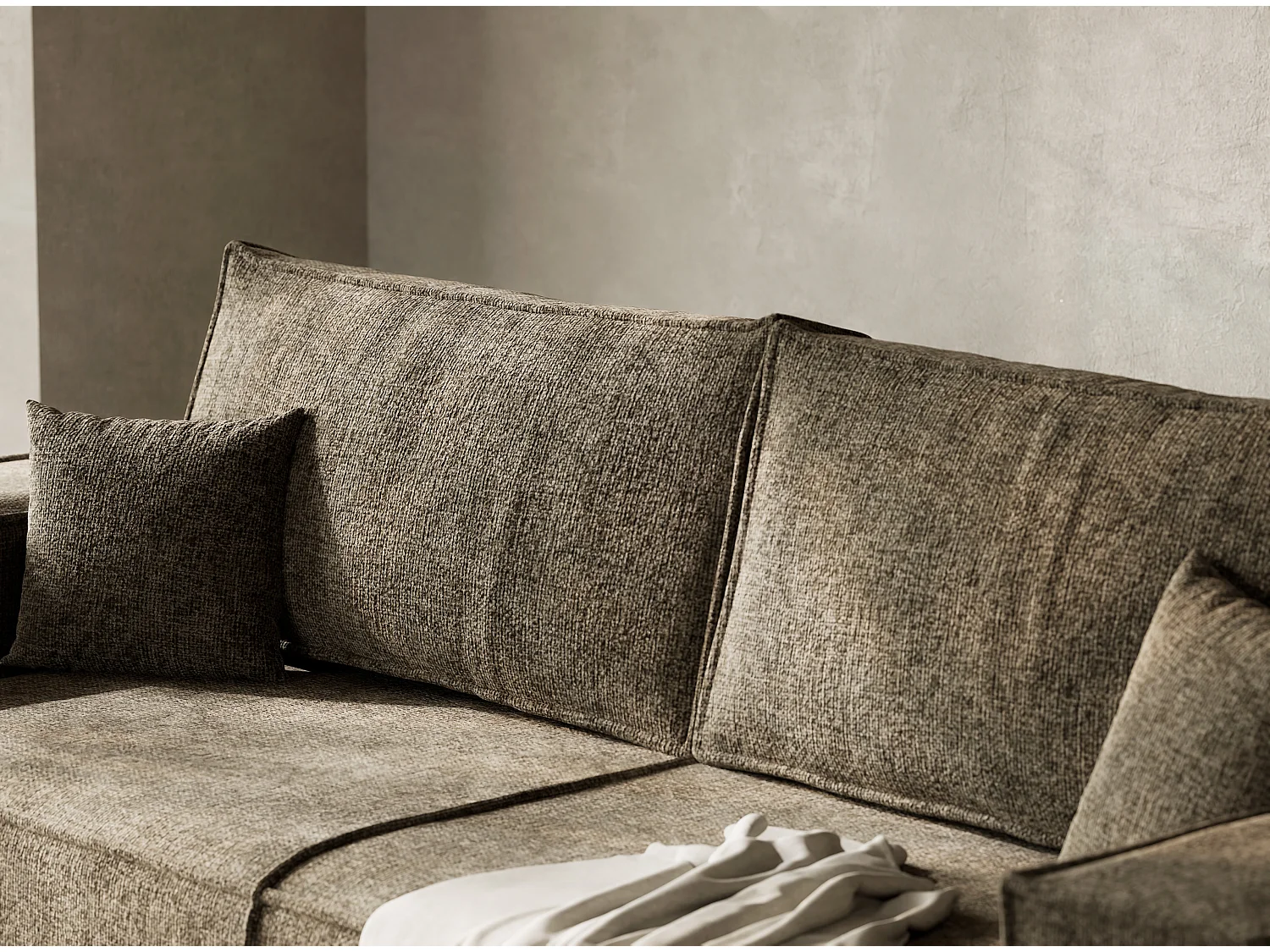 Canapé 3 places convertible en tissu chenille brun MILOS