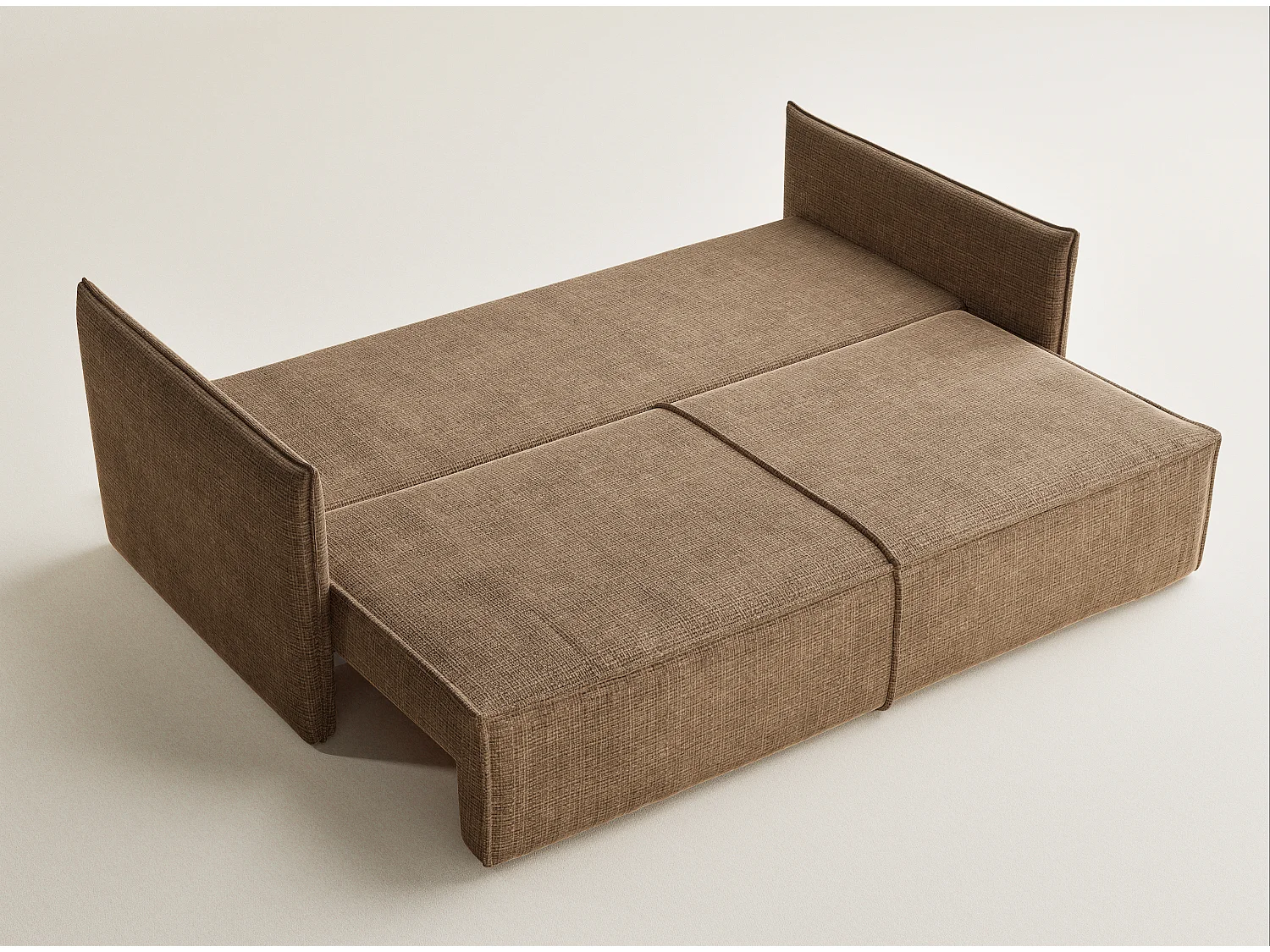 Canapé 3 places convertible en tissu chenille brun clair OBRA