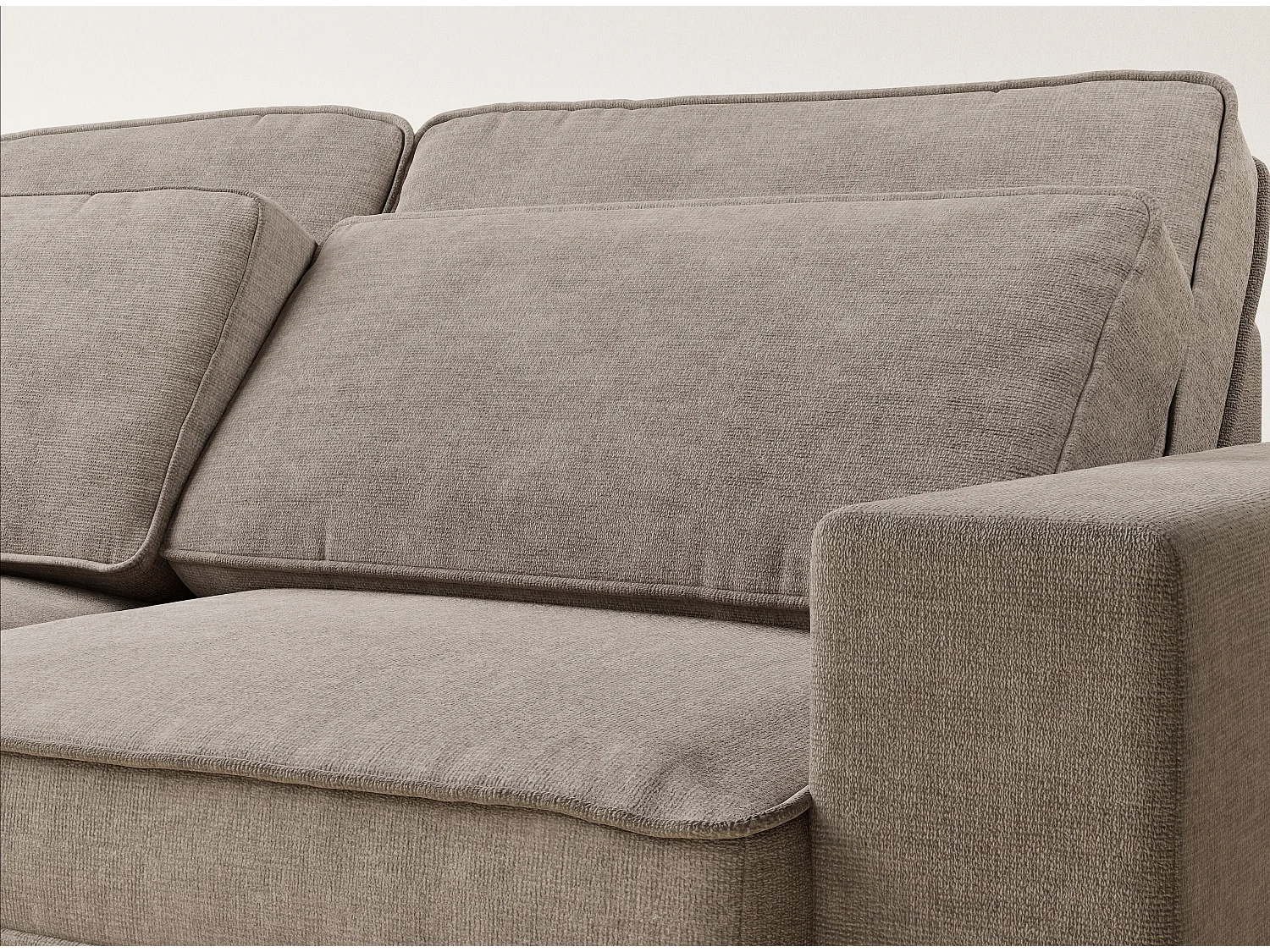 Canapé d'angle gauche 5 places en tissu chenille gris brun KIROU