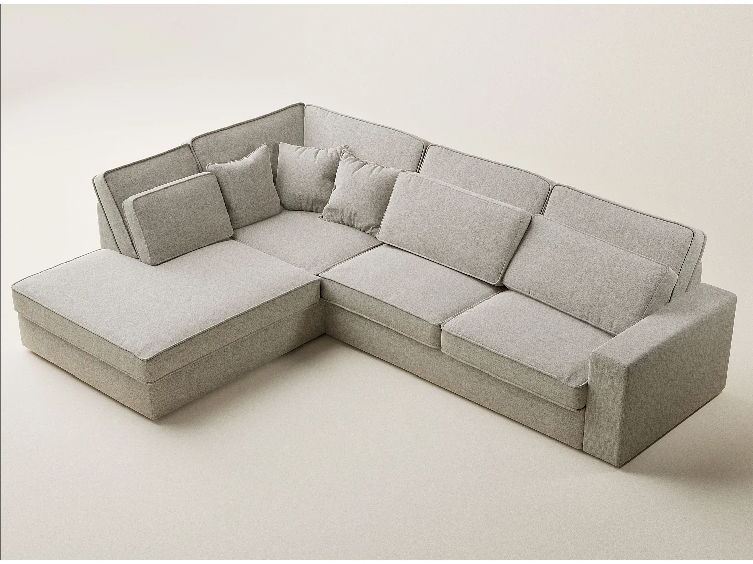 Hoekbank 5-zits met hoek links KIROU - geweven stof - beige