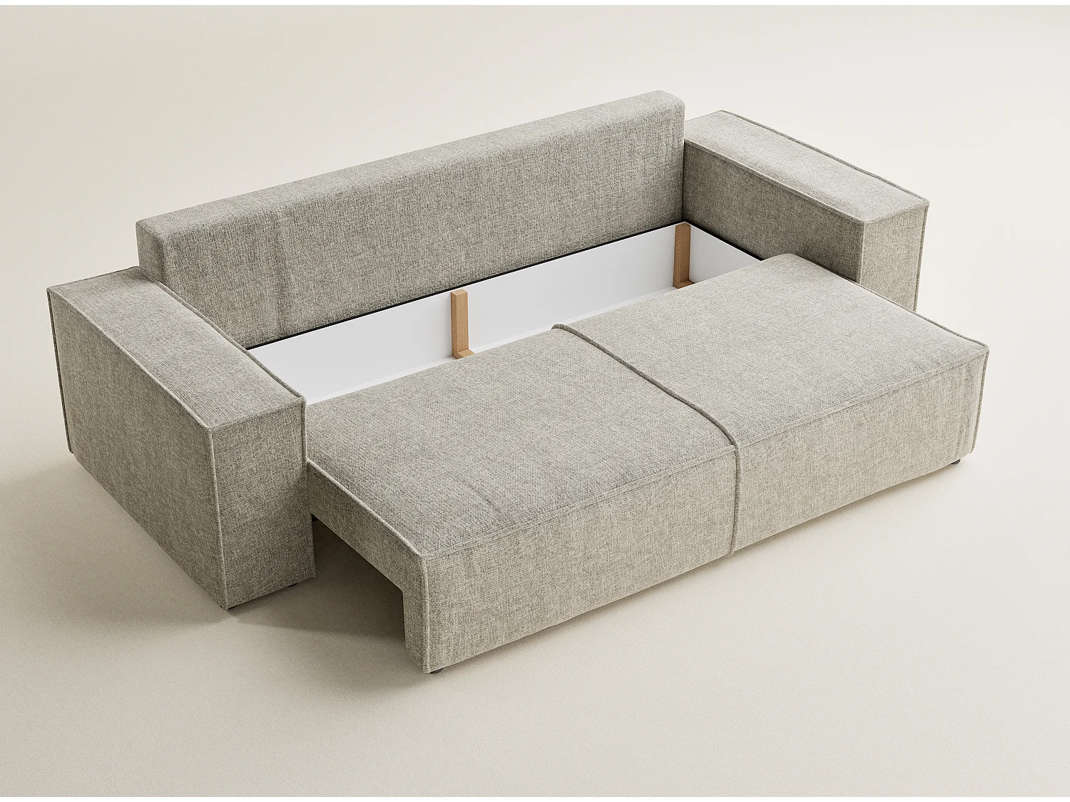 Canapé 3 places convertible en tissu chenille beige MILOS