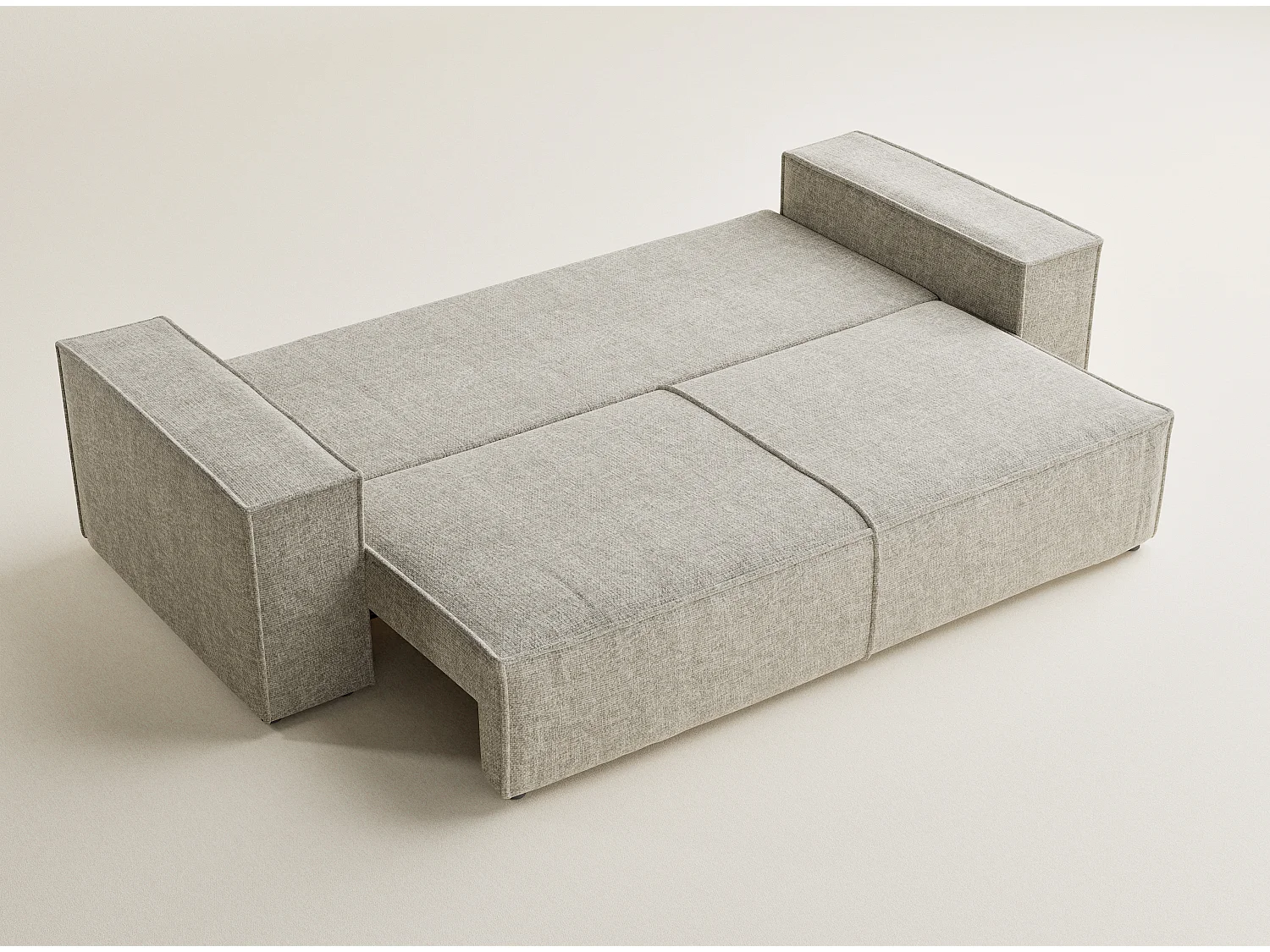 Canapé 3 places convertible en tissu chenille beige MILOS