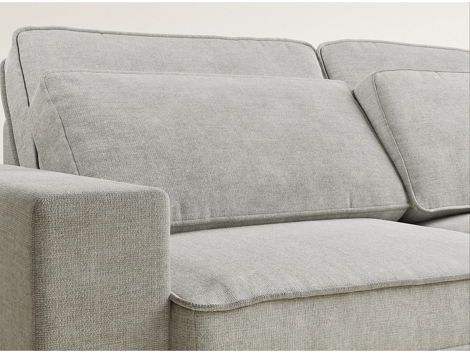 Canapé d'angle droit 5 places en tissu chenille gris KIROU