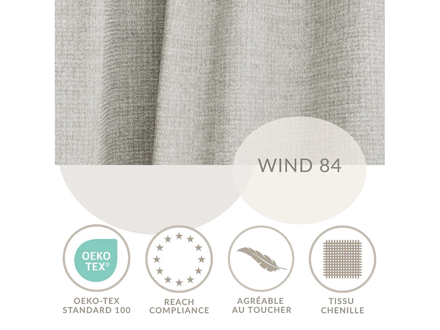 Canapé d'angle droit 5 places en tissu chenille gris KIROU