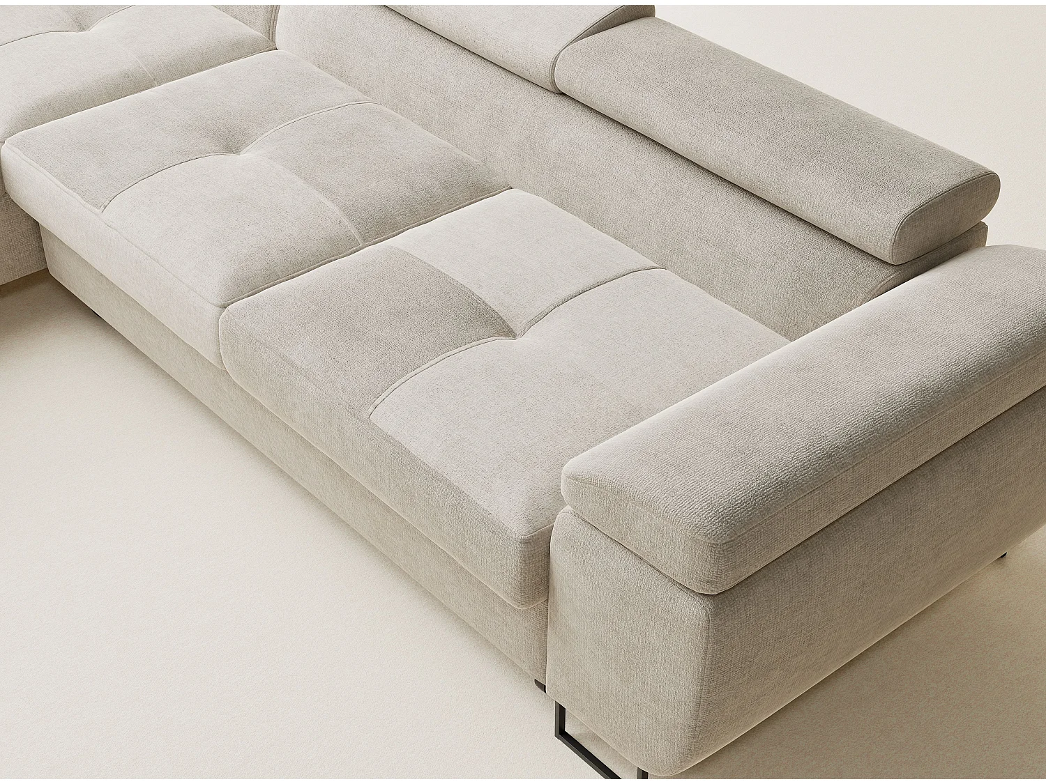 Canapé d'angle gauche convertible en tissu chenille beige CONCORD