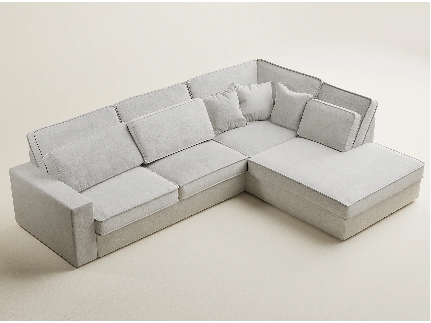 Ecksofa 5-Sitzer - Ecke Rechts - Chenille-Stoff - hellbeige - KIROU