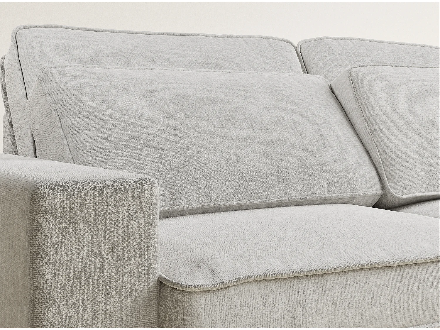 Ecksofa 5-Sitzer - Ecke Rechts - Chenille-Stoff - hellbeige - KIROU