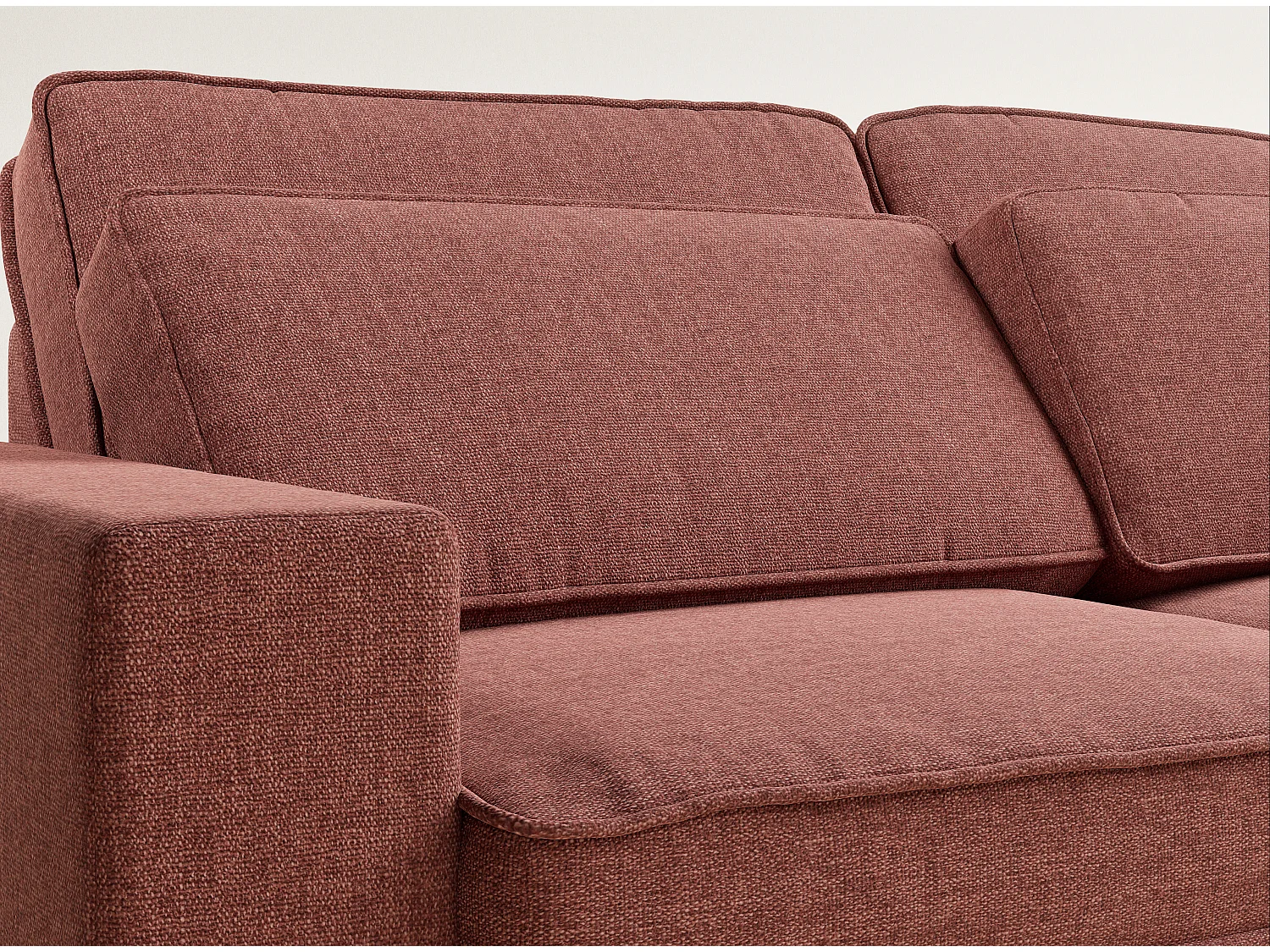 Canapé d'angle droit 5 places en tissu tressé corail KIROU