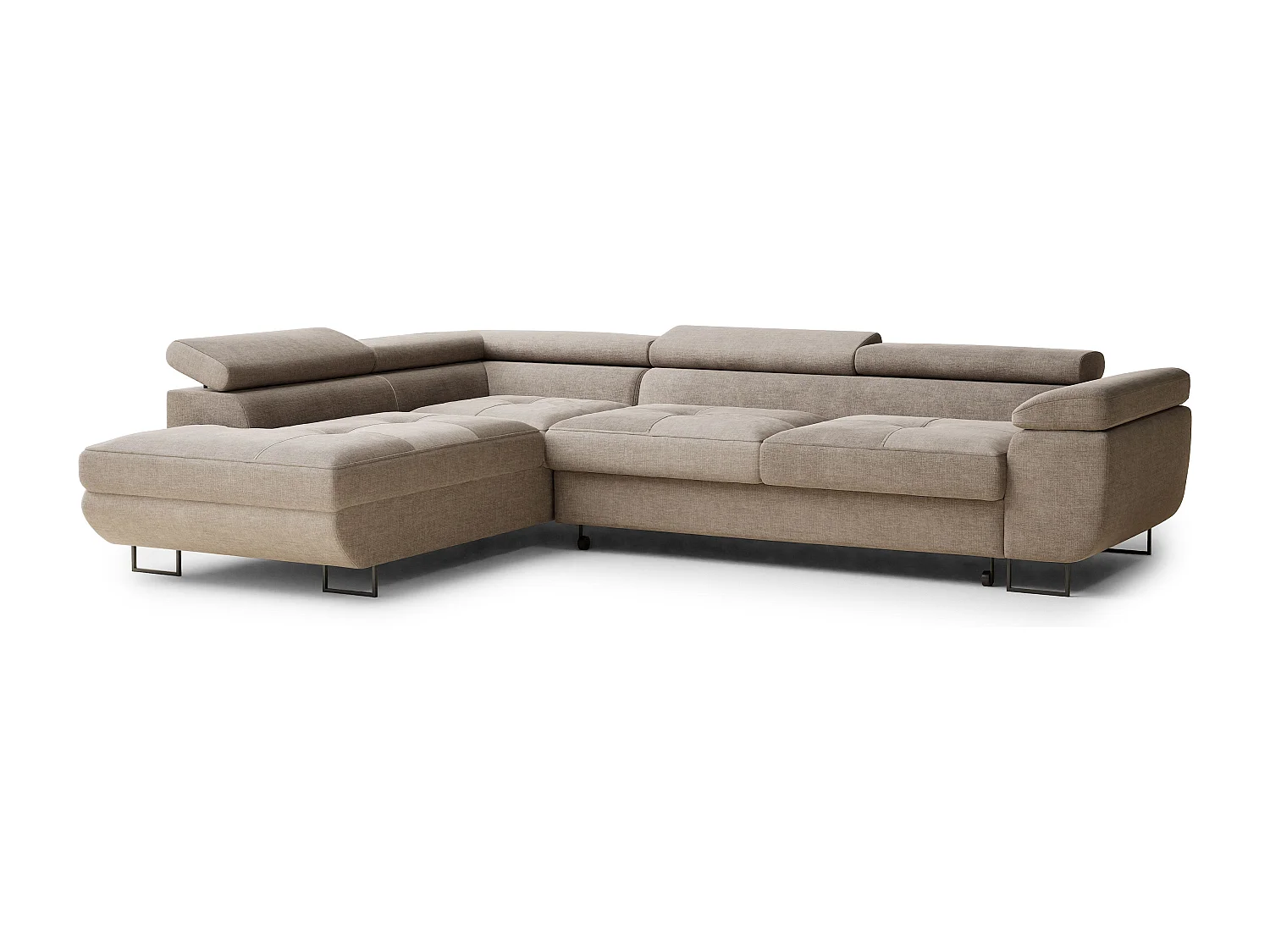 Canapé d'angle gauche convertible en tissu chenille brun gris CONCORD