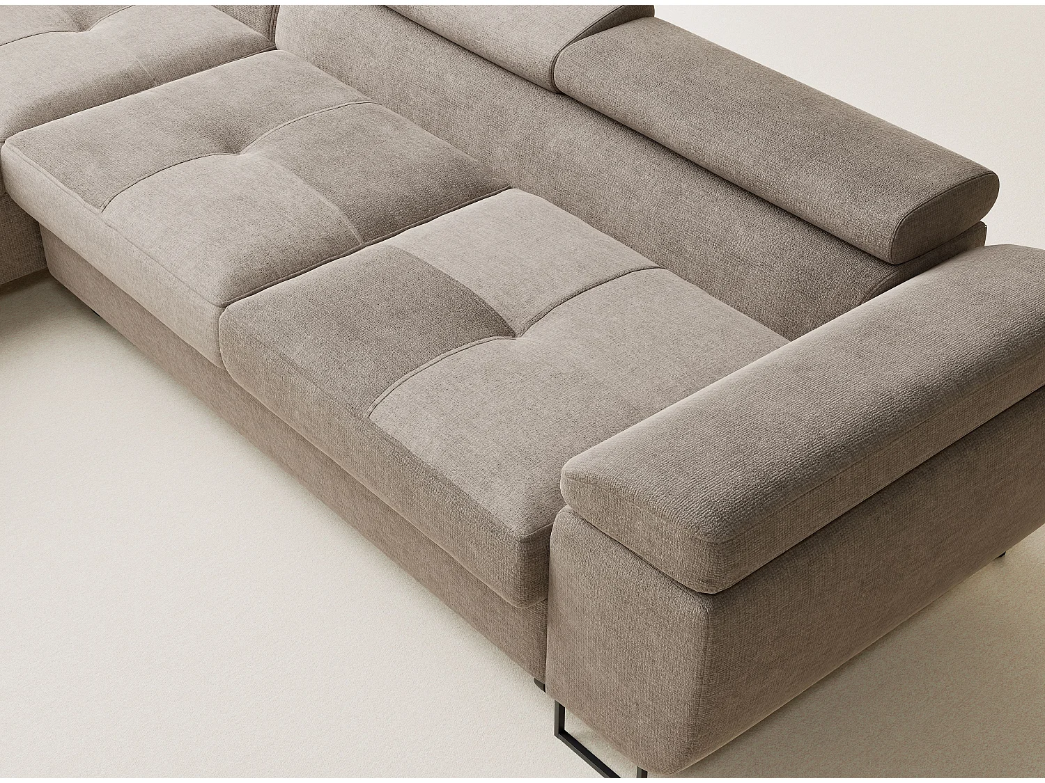 Canapé d'angle gauche convertible en tissu chenille brun gris CONCORD