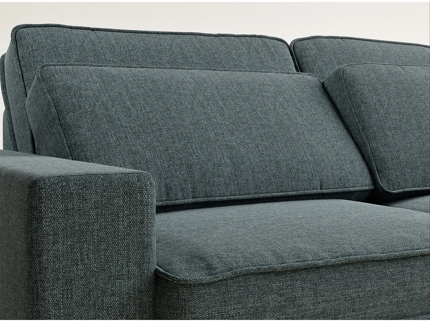 Canapé d'angle droit 5 places en tissu tressé bleu KIROU